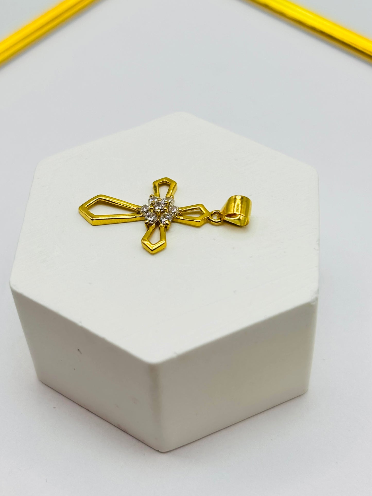 18K Gold Cross Rositas Pendant