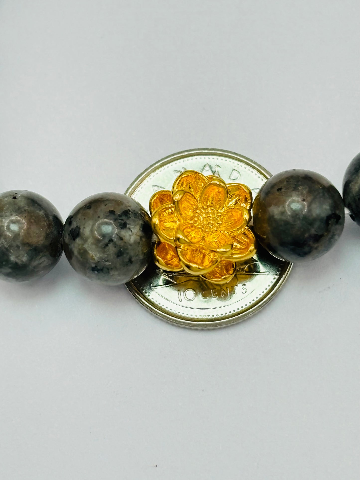 18K Gold Lucky Lotus Flower Luminous Stone ( Hollow Empty Inside) Medium Size