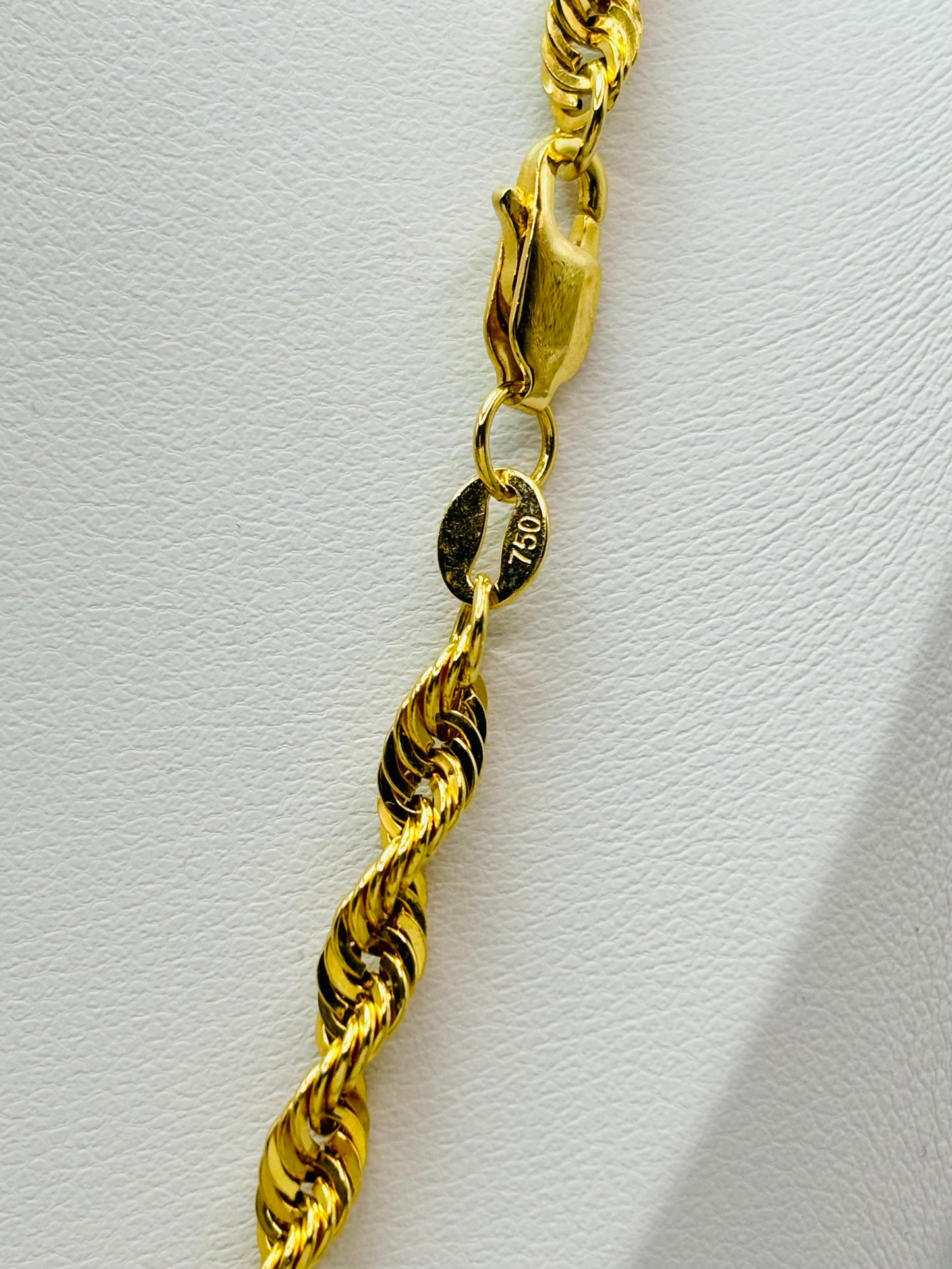 18K Gold Rope Chain 4 mm width