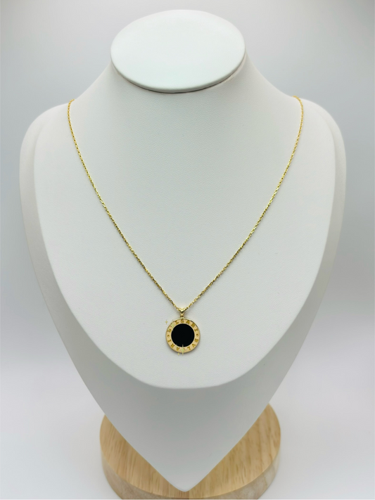 18K Gold Attached Black Necklace