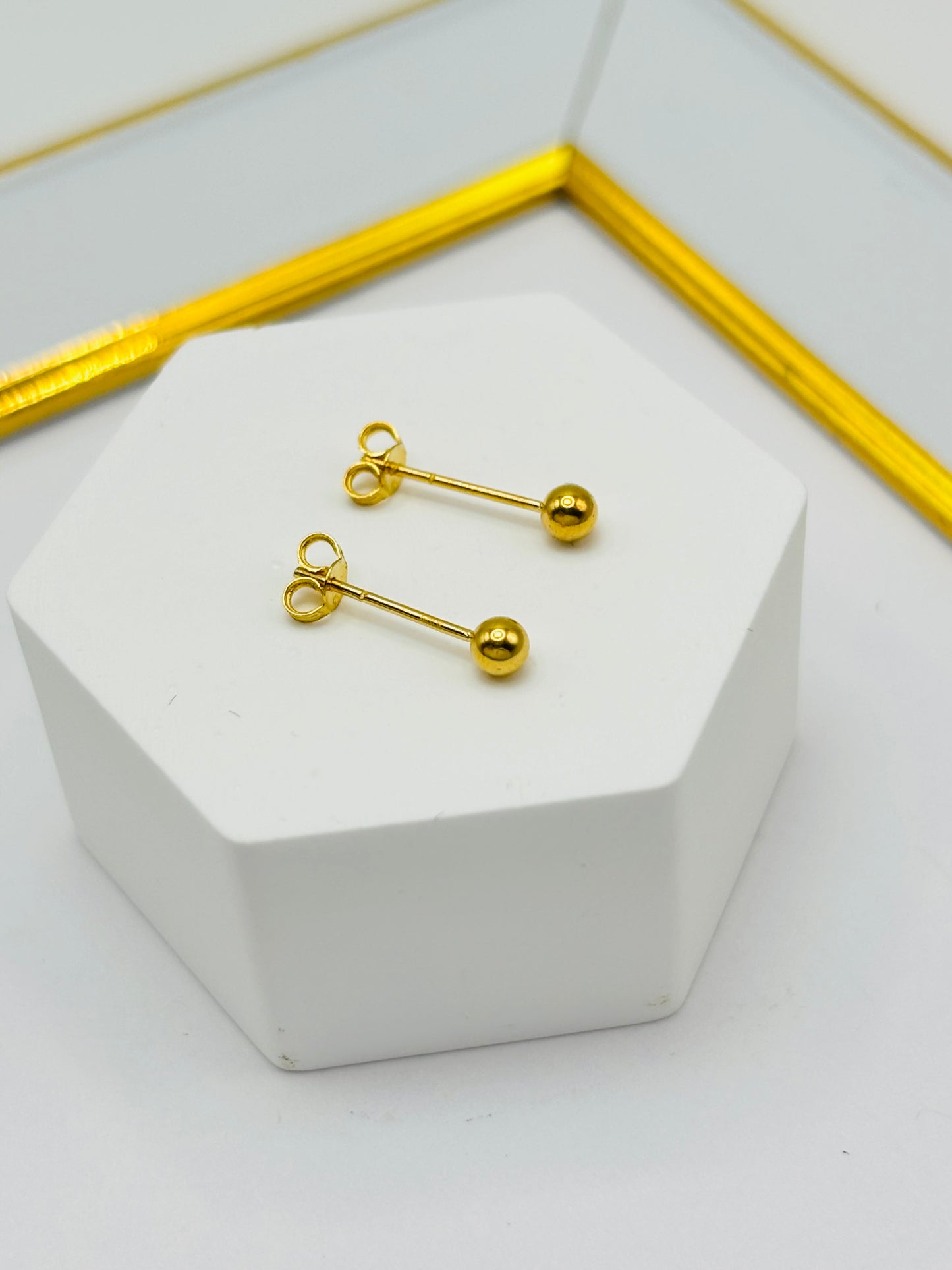 18K Gold Plain Small Ball Kids Earrings