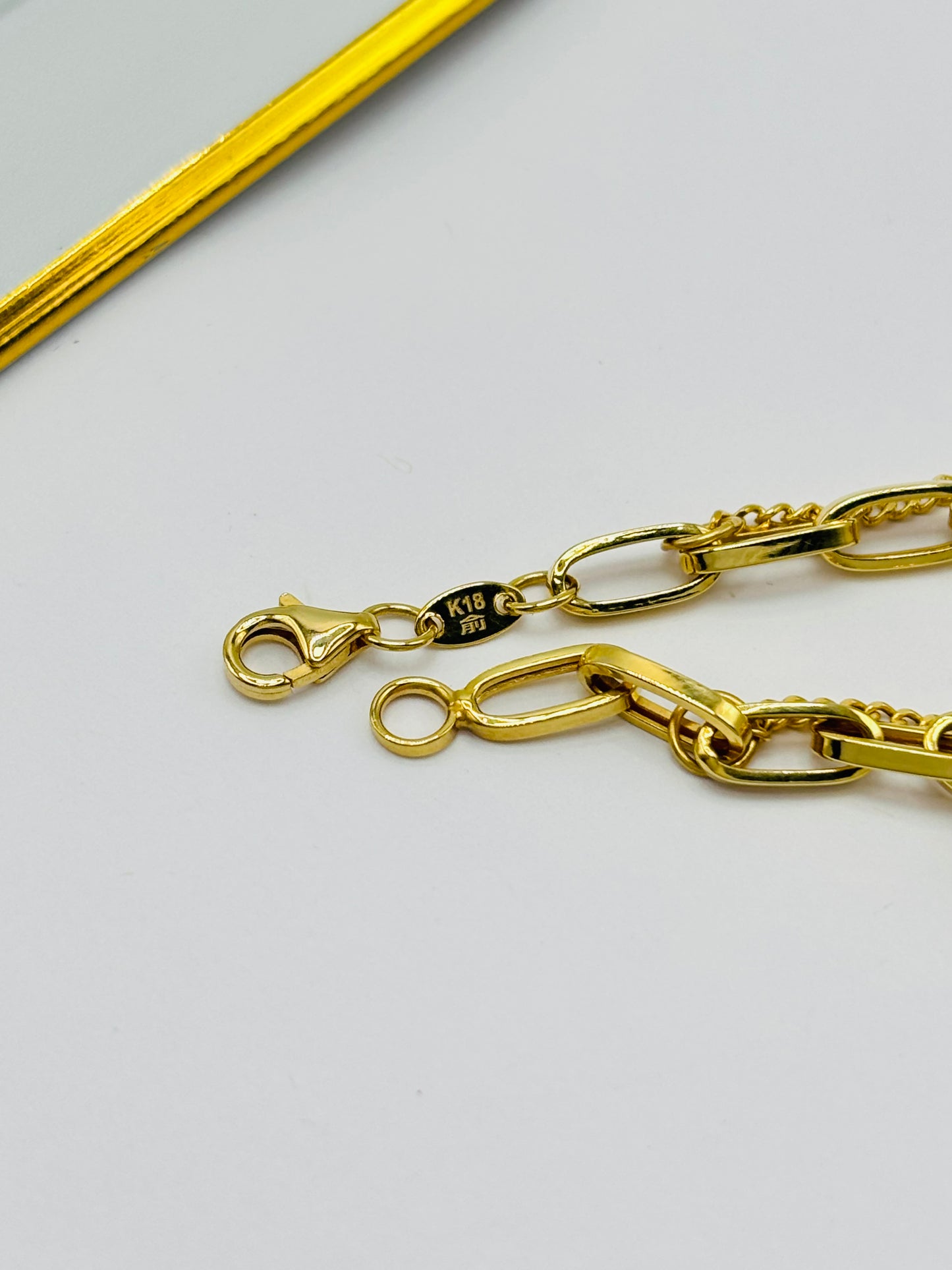 K18 Japan Gold Double Bracelet with Hearth & key Charm Bracelet