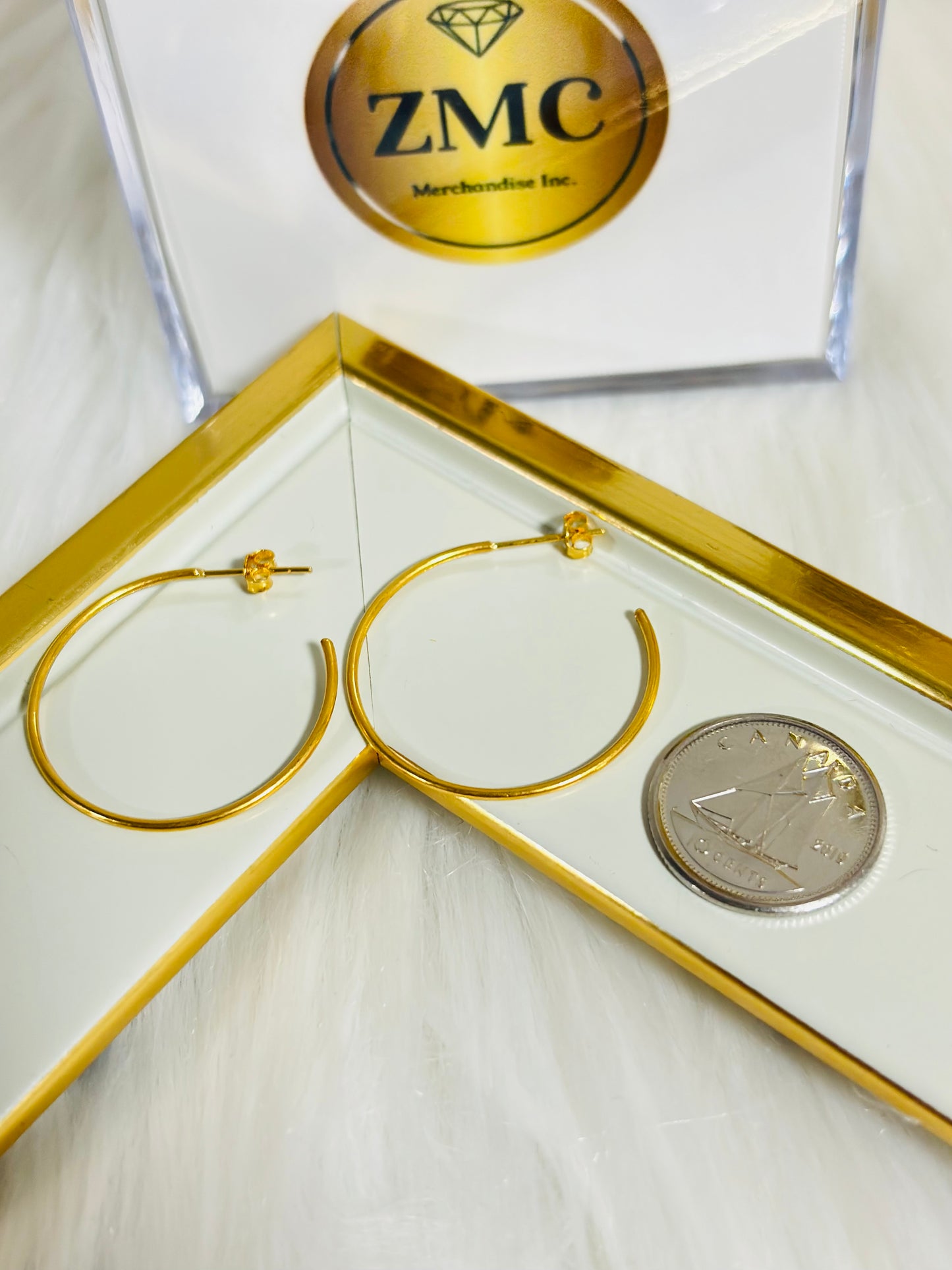 18K Gold Stud Loop Earrings