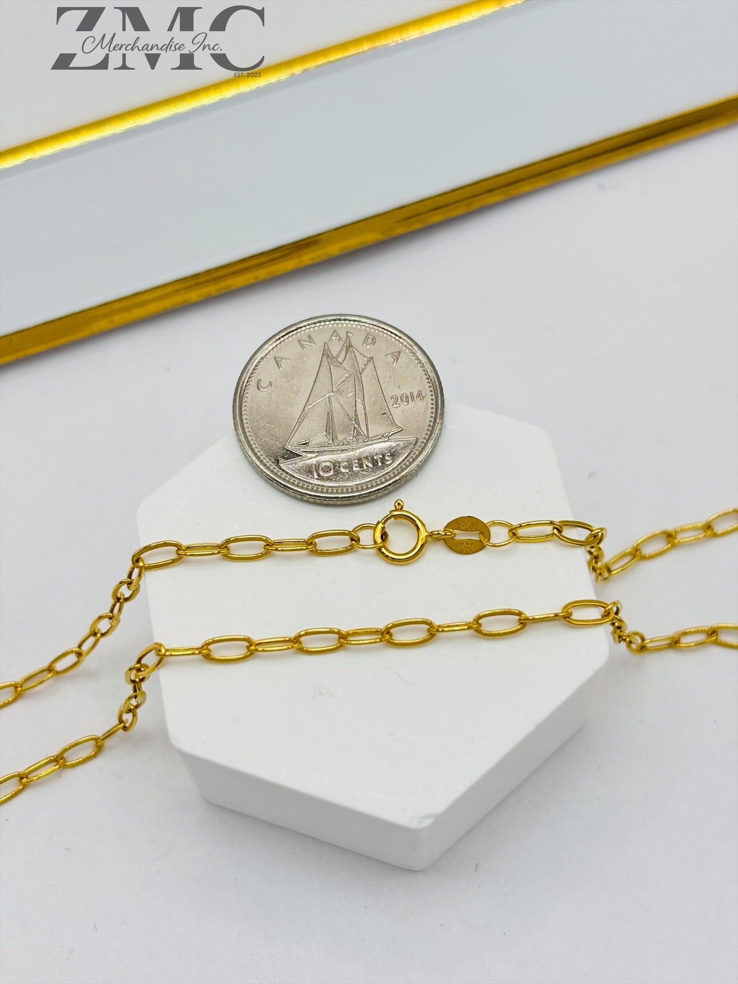 18K Gold Small Link Paperclip Chain