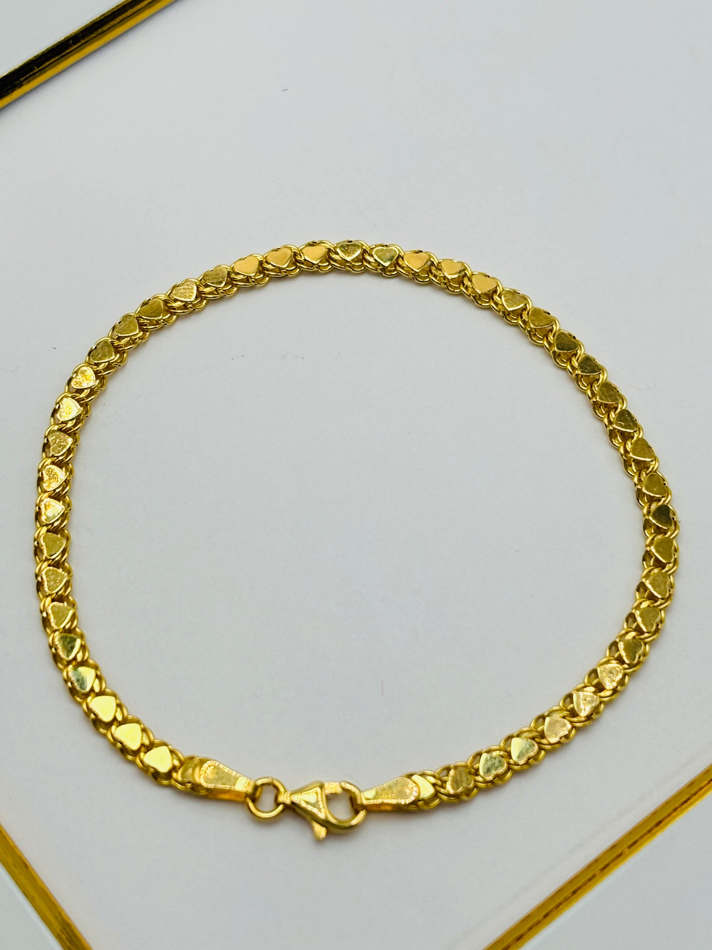 18K Gold Heart Damascus Bracelet