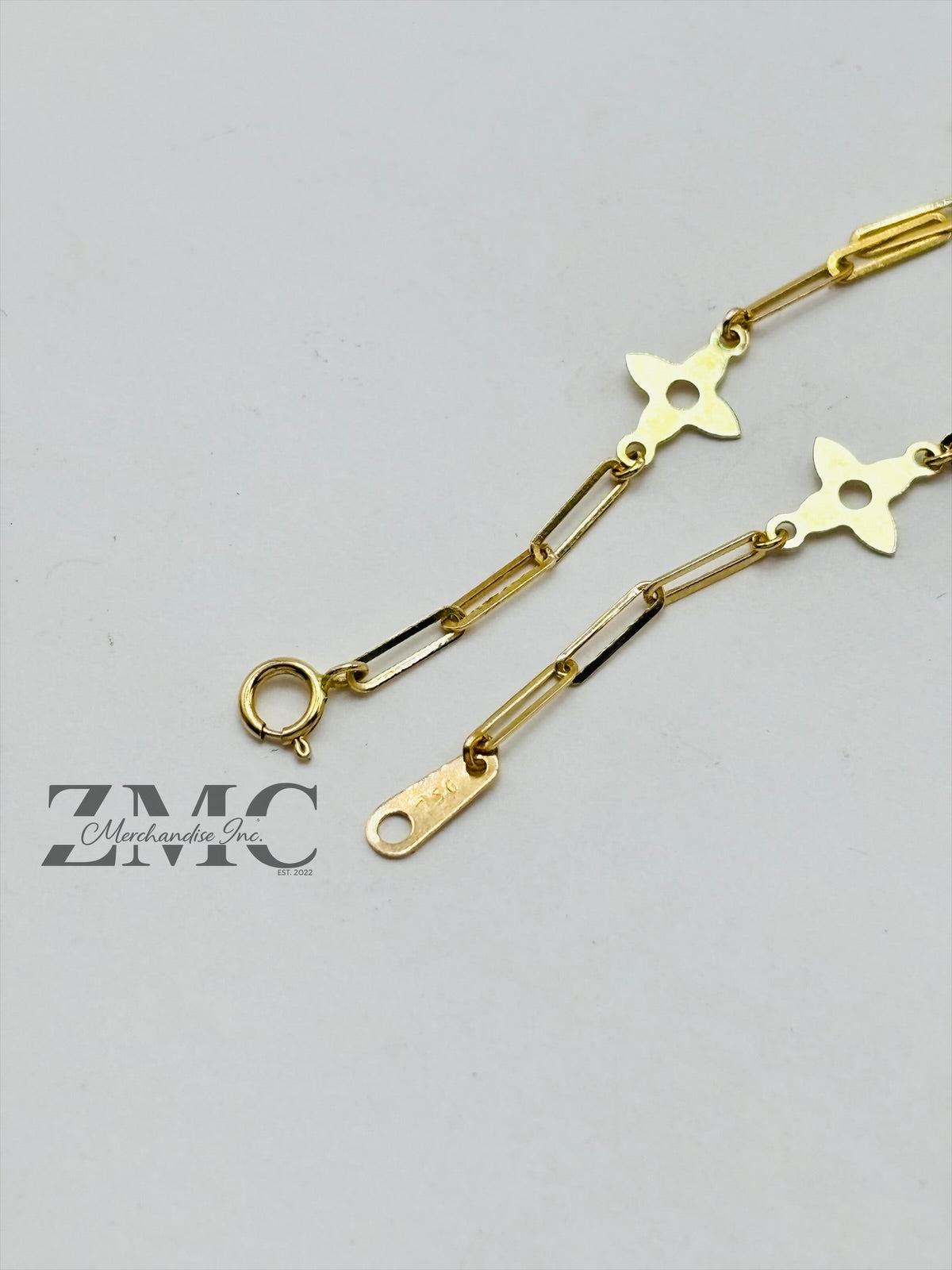 18K Gold Paperclip Flower Bracelet
