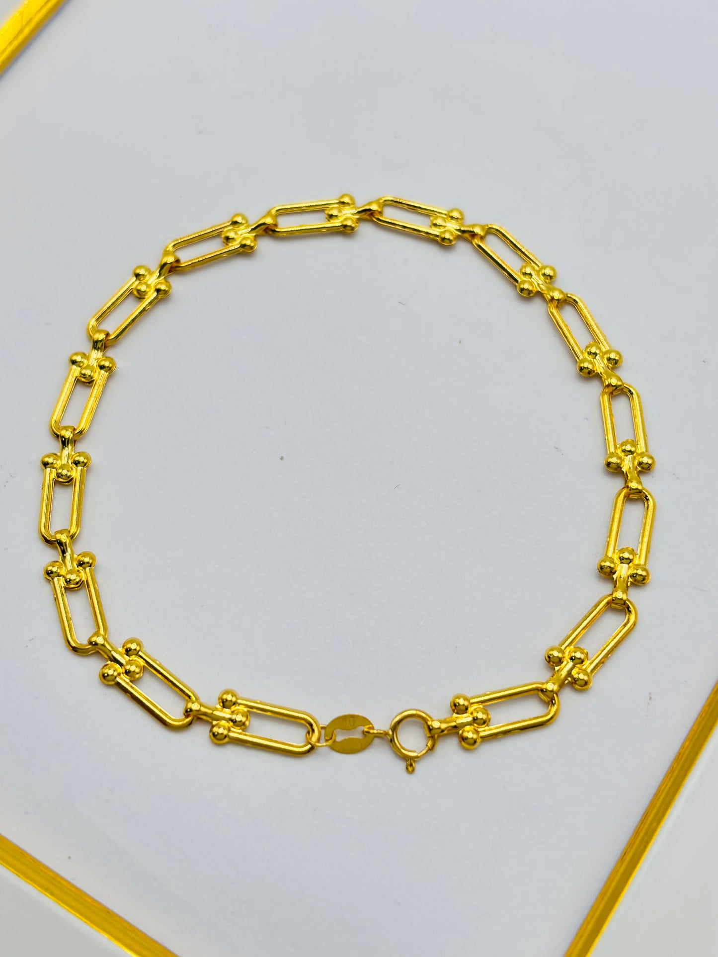 18K Gold Flat Mini Hardware Bracelet