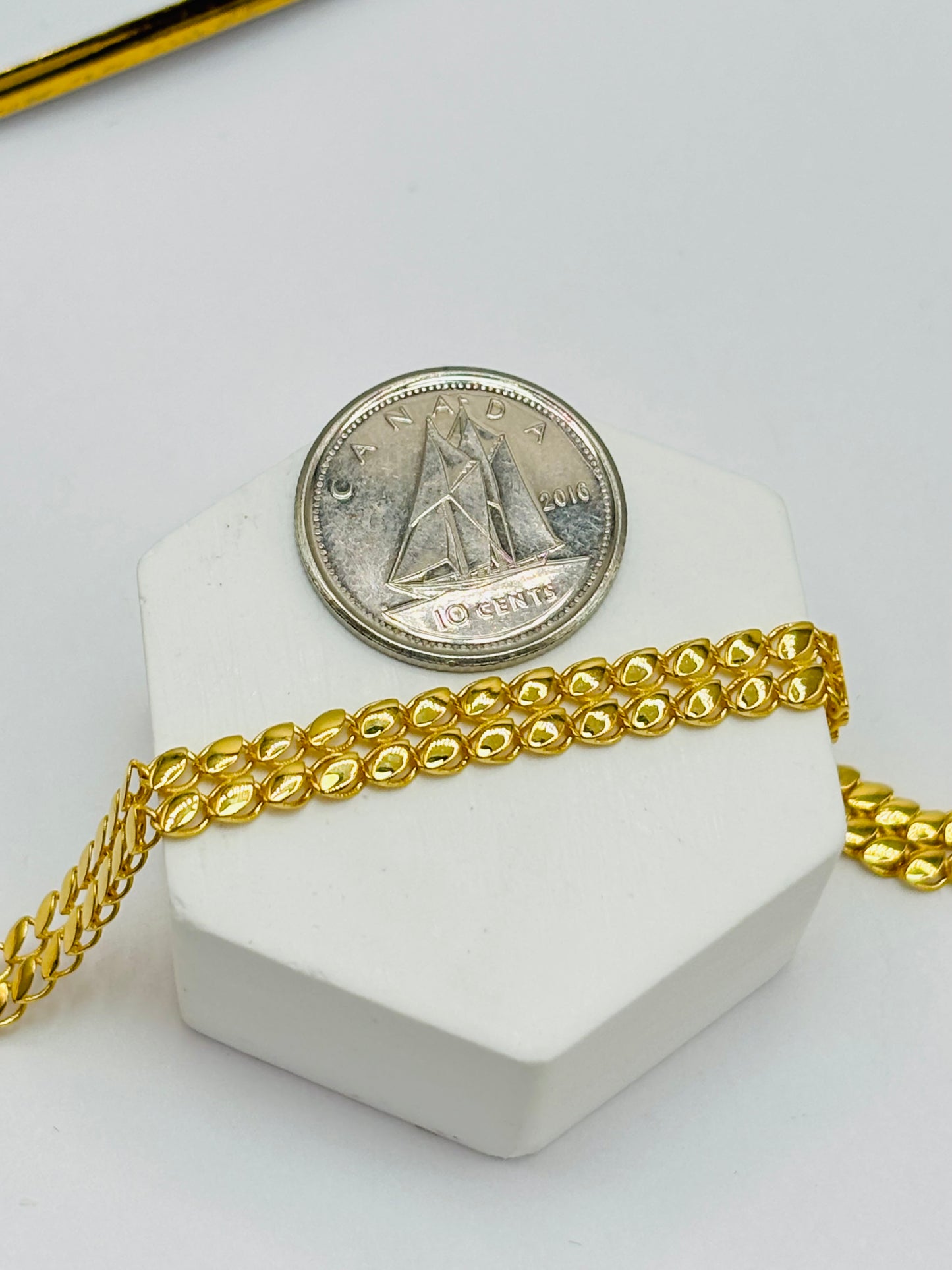 18K Gold Mini Double Damascus Bracelet