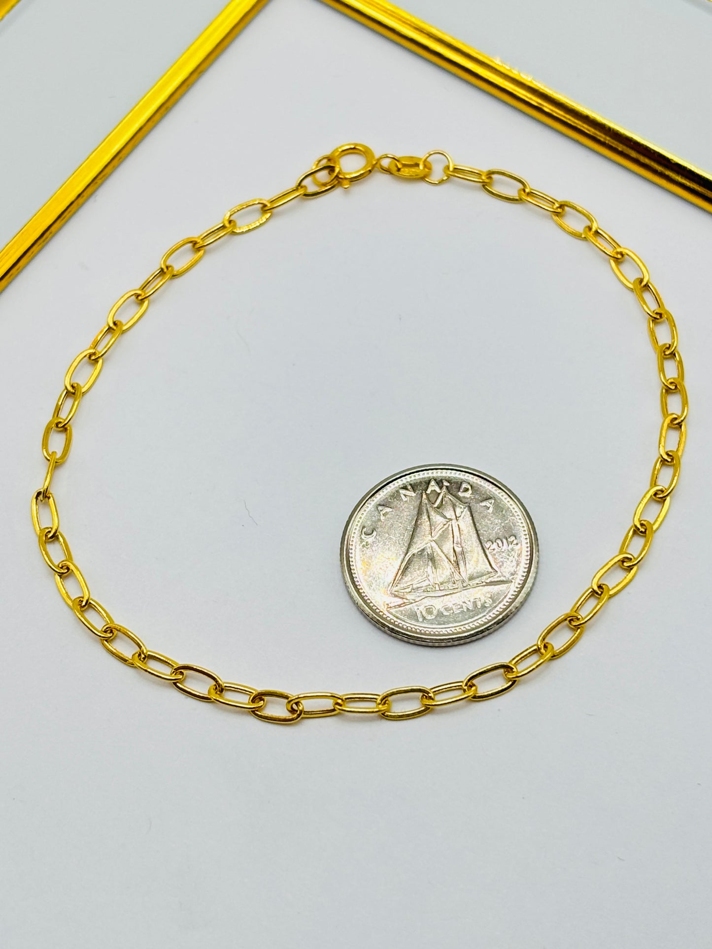 18K Gold Small Link Paperclip Bracelet