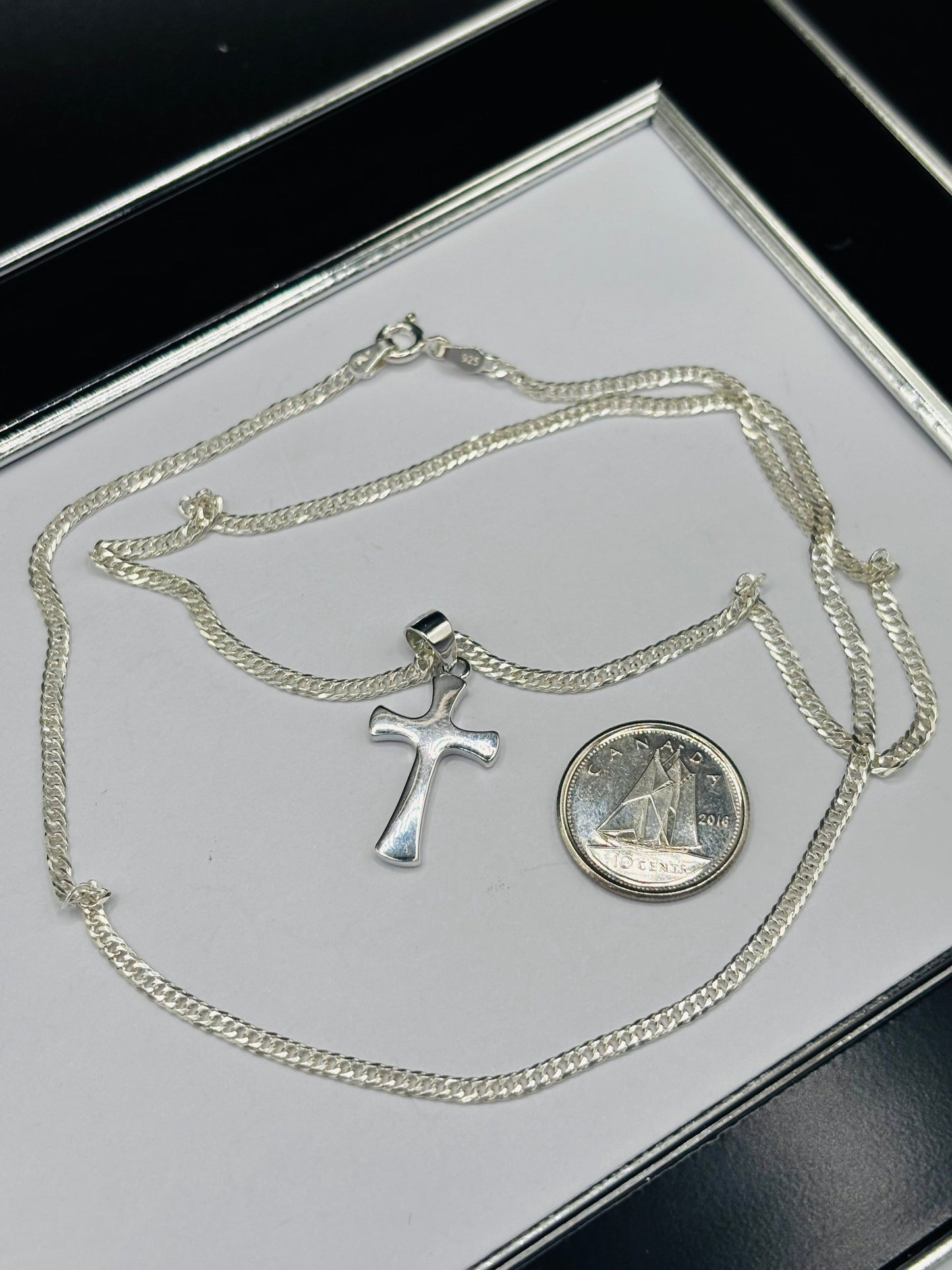 S925 Silver Plain Cross Necklace