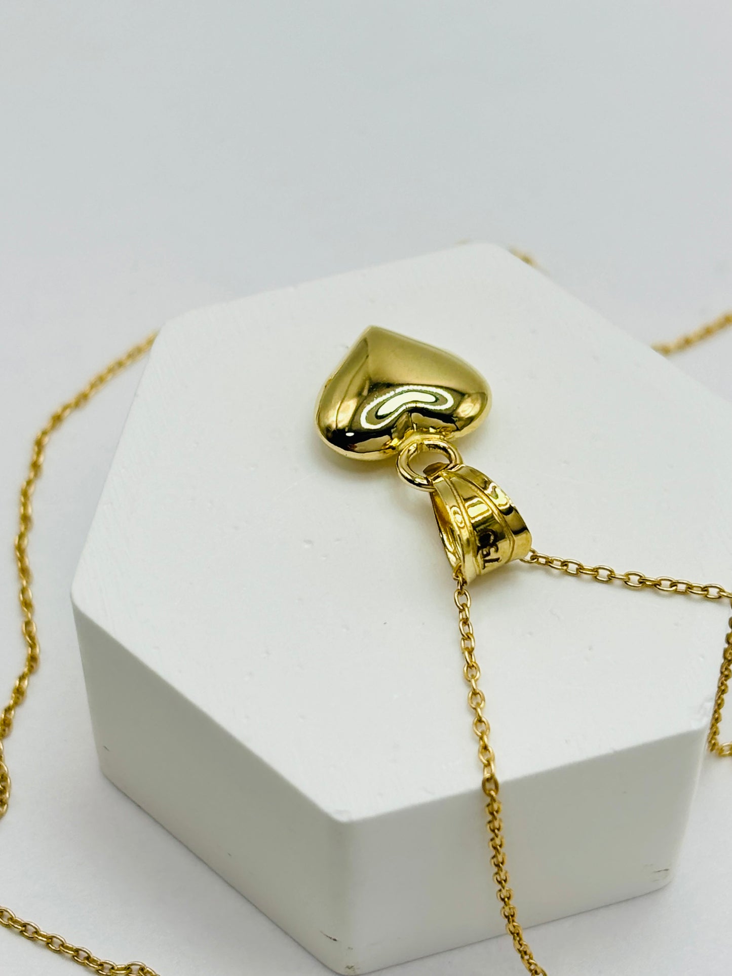 18K Gold Necklace with Heart Pendant (Chocker Adult/Kids)