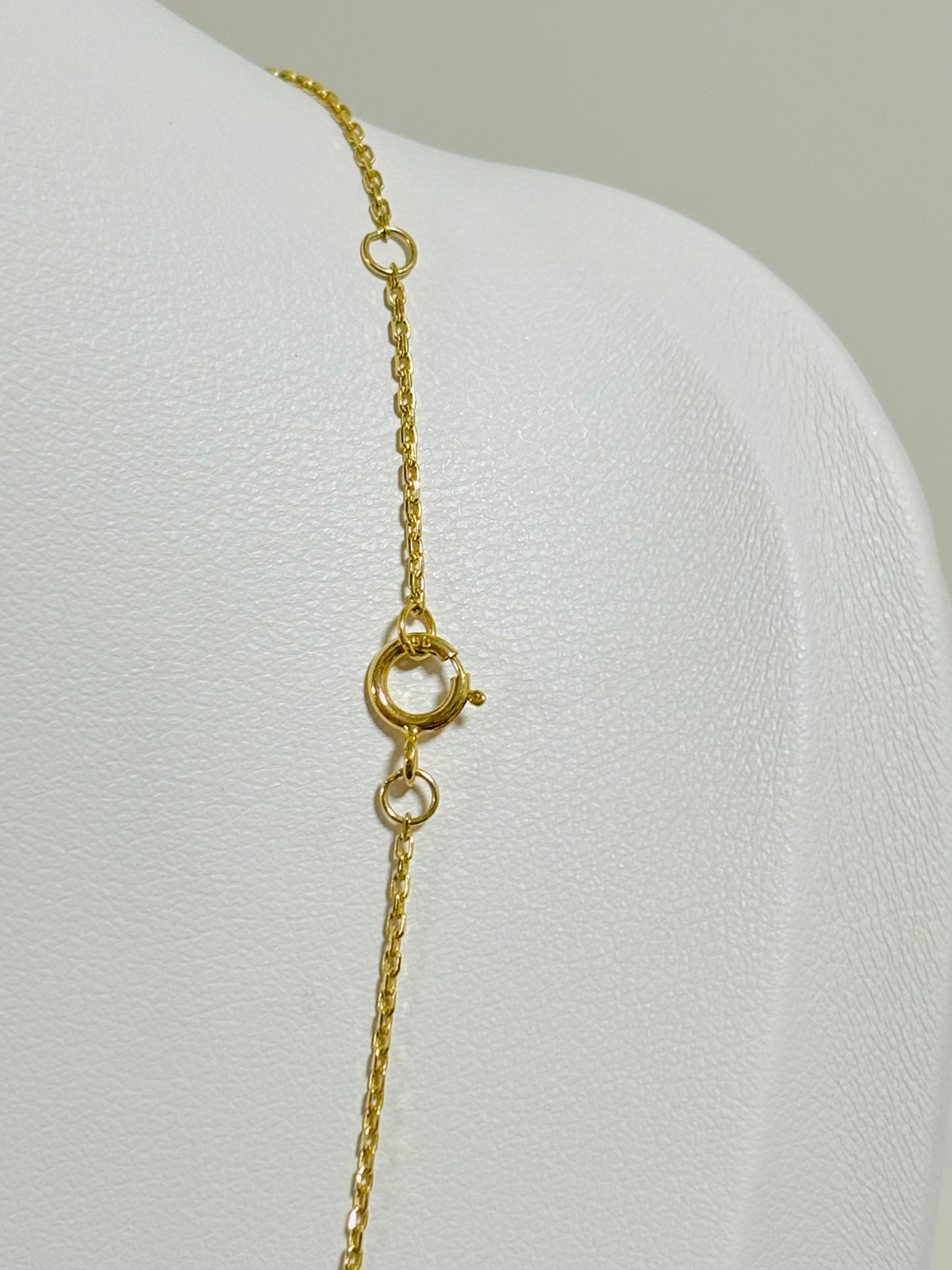 18K Gold Necklace with Attached Pendant Cross and Mama Mary