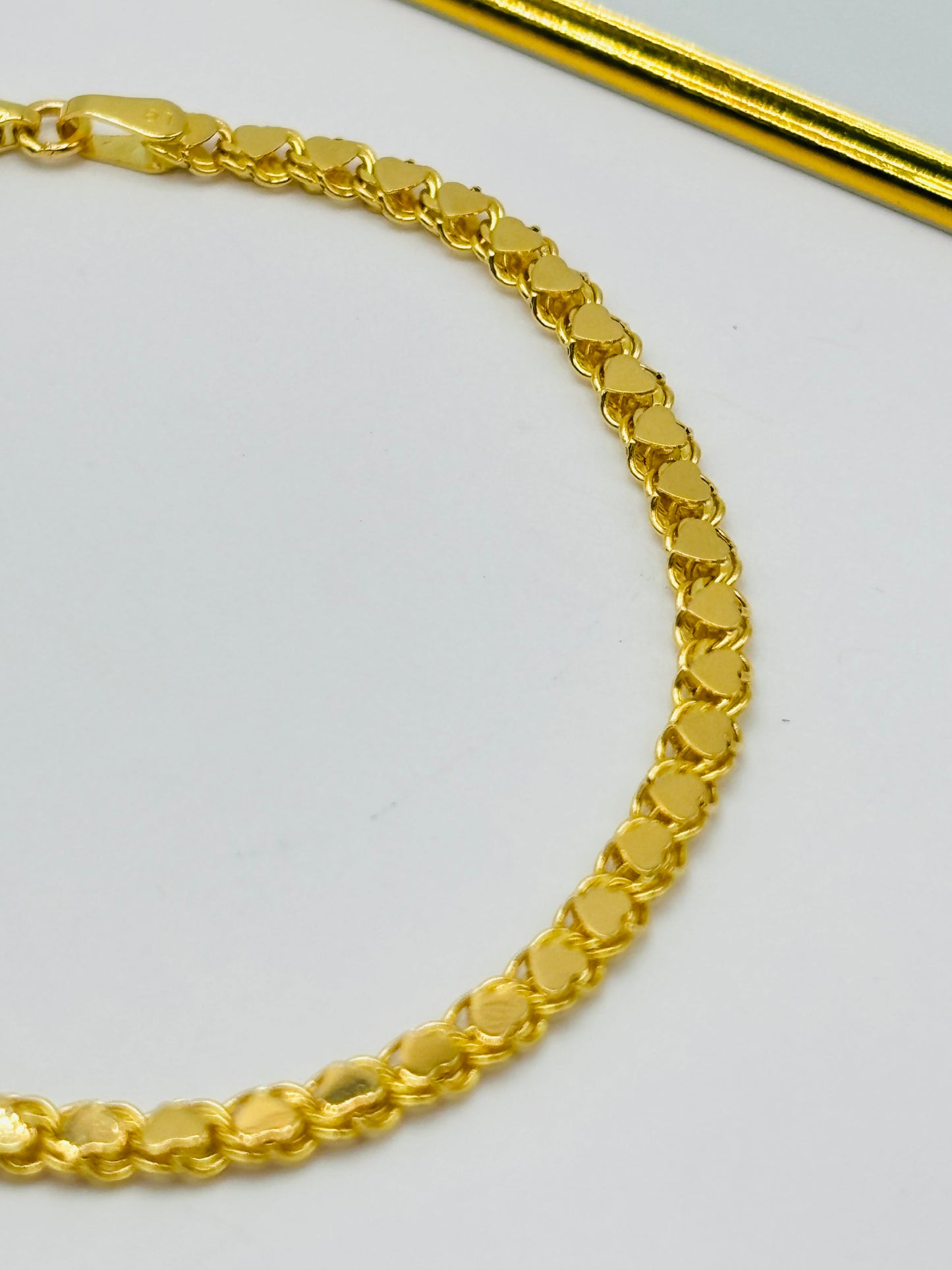 18K Gold Heart Damascus Bracelet