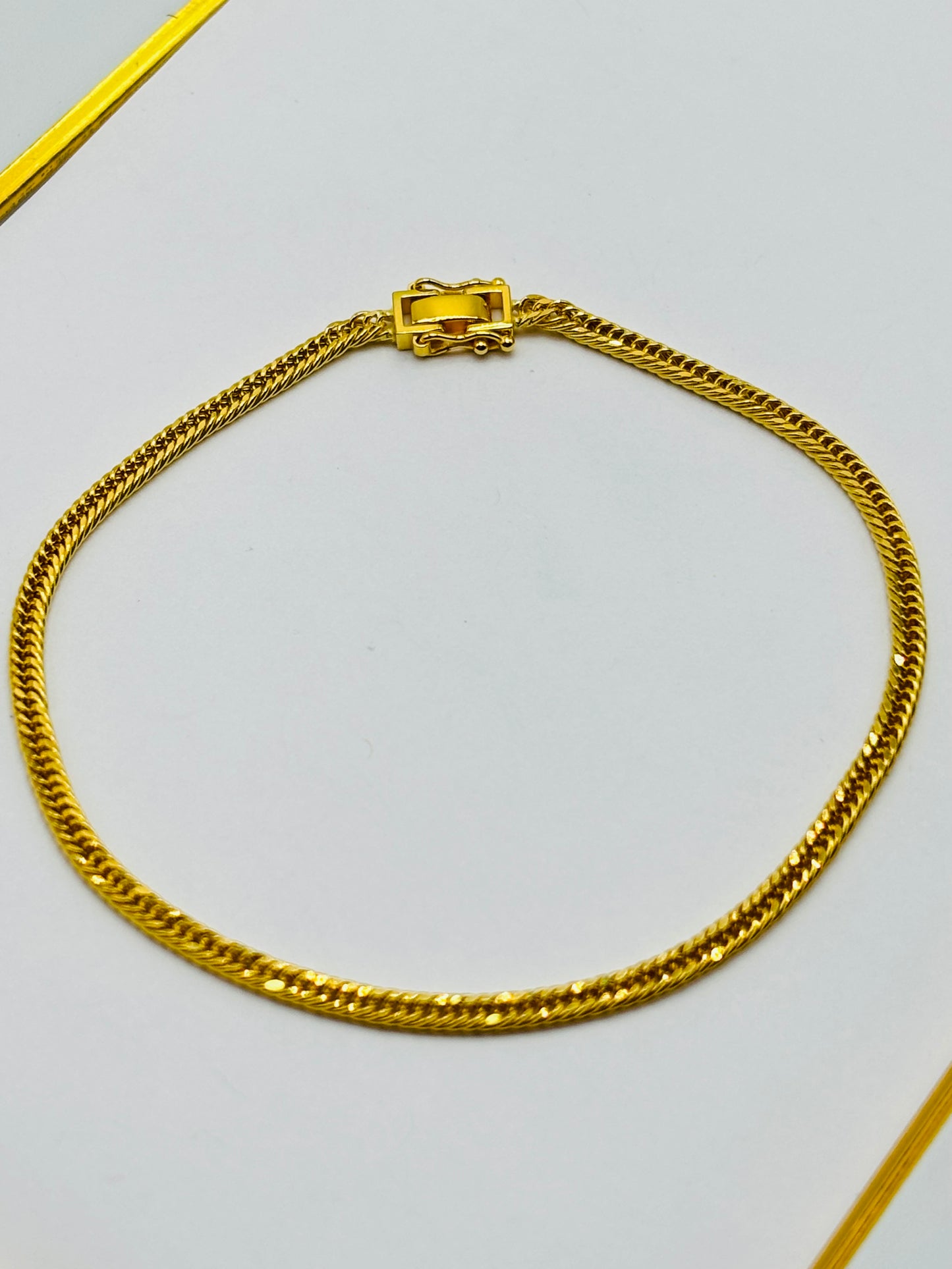 18K Gold Triple Lock Bracelet 3mm width