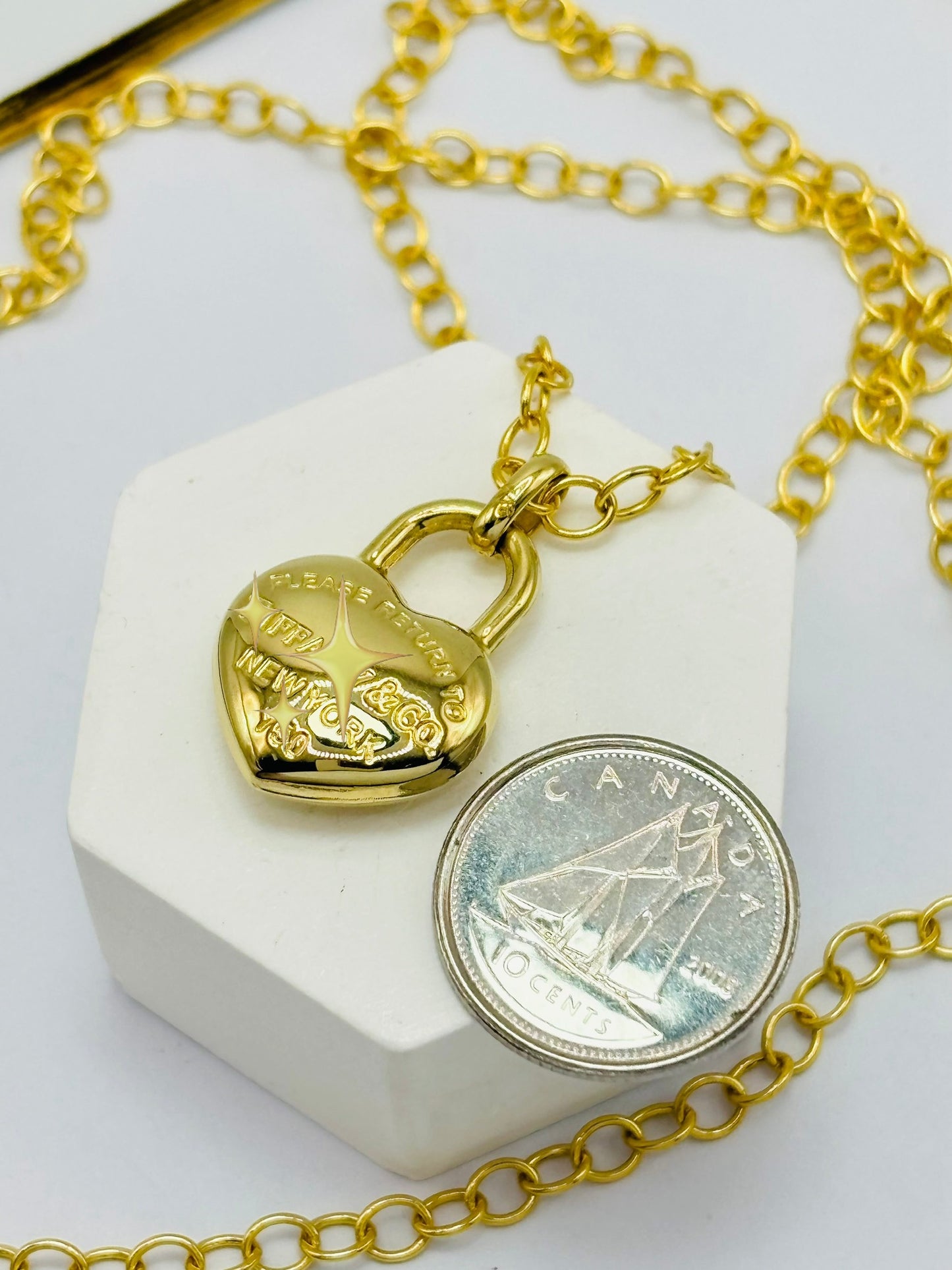 18K Gold Circle Chain with K18 Japan Gold Heart Necklace