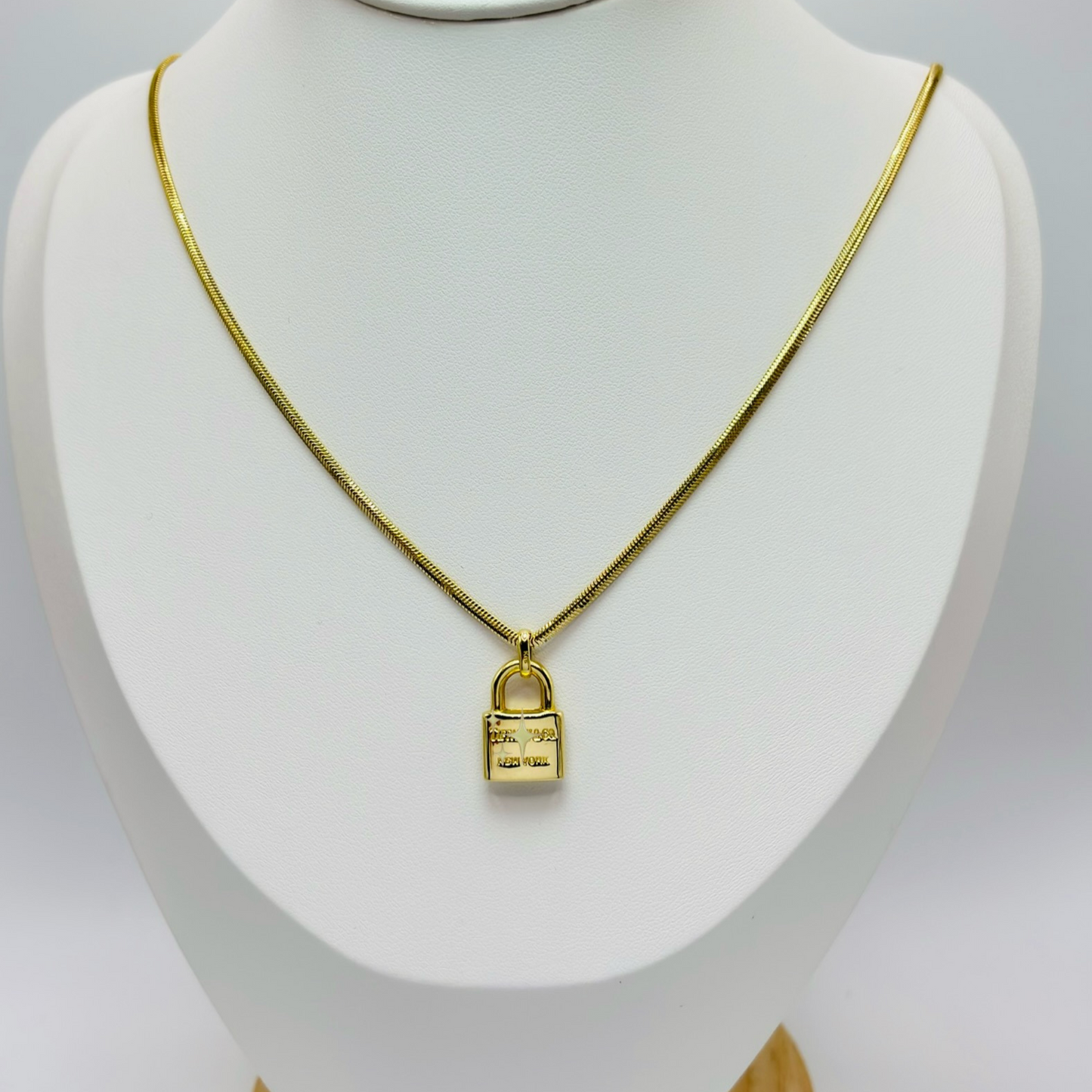 18K Gold Padlock Necklace