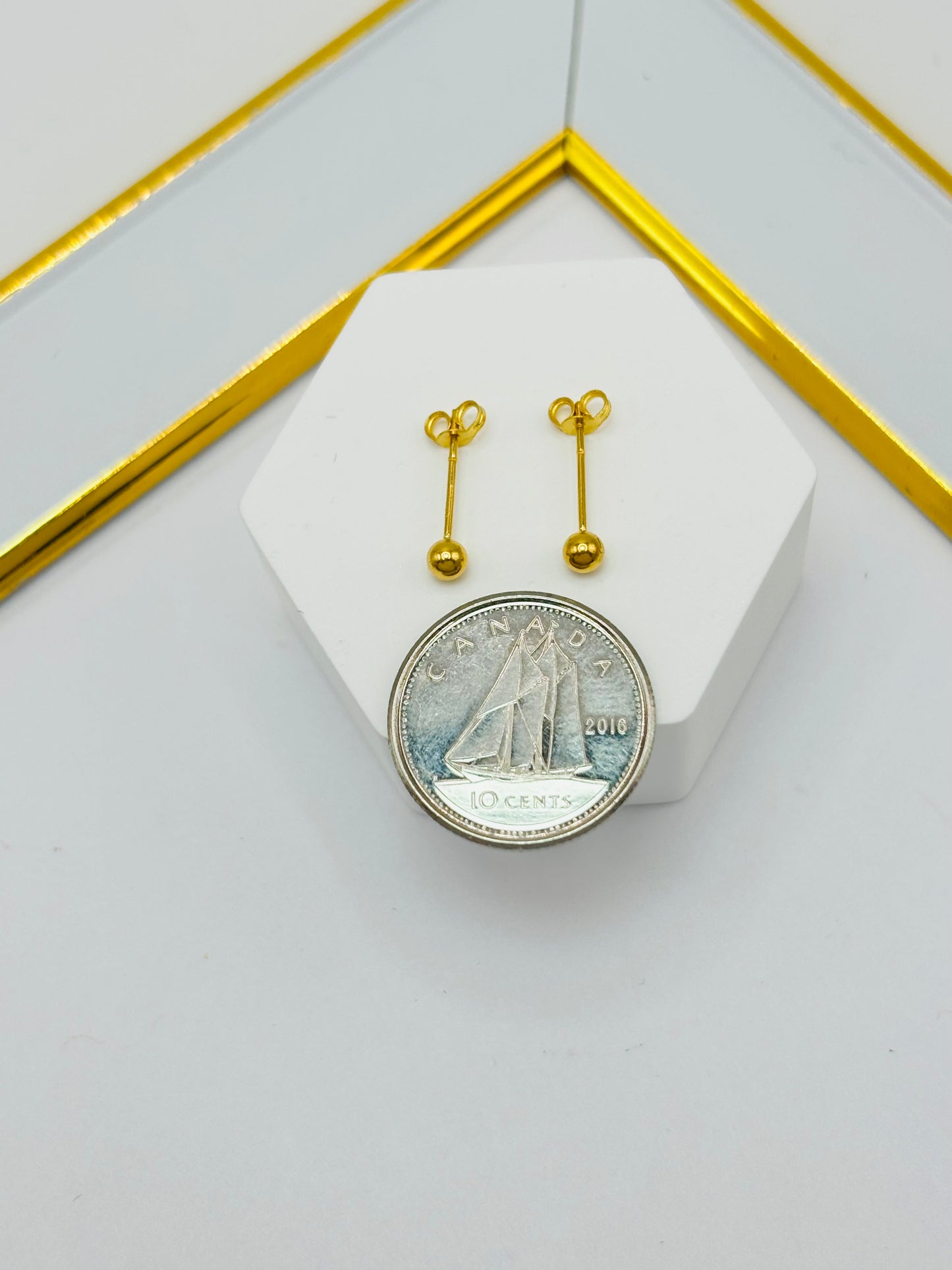 18K Gold Plain Small Ball Kids Earrings