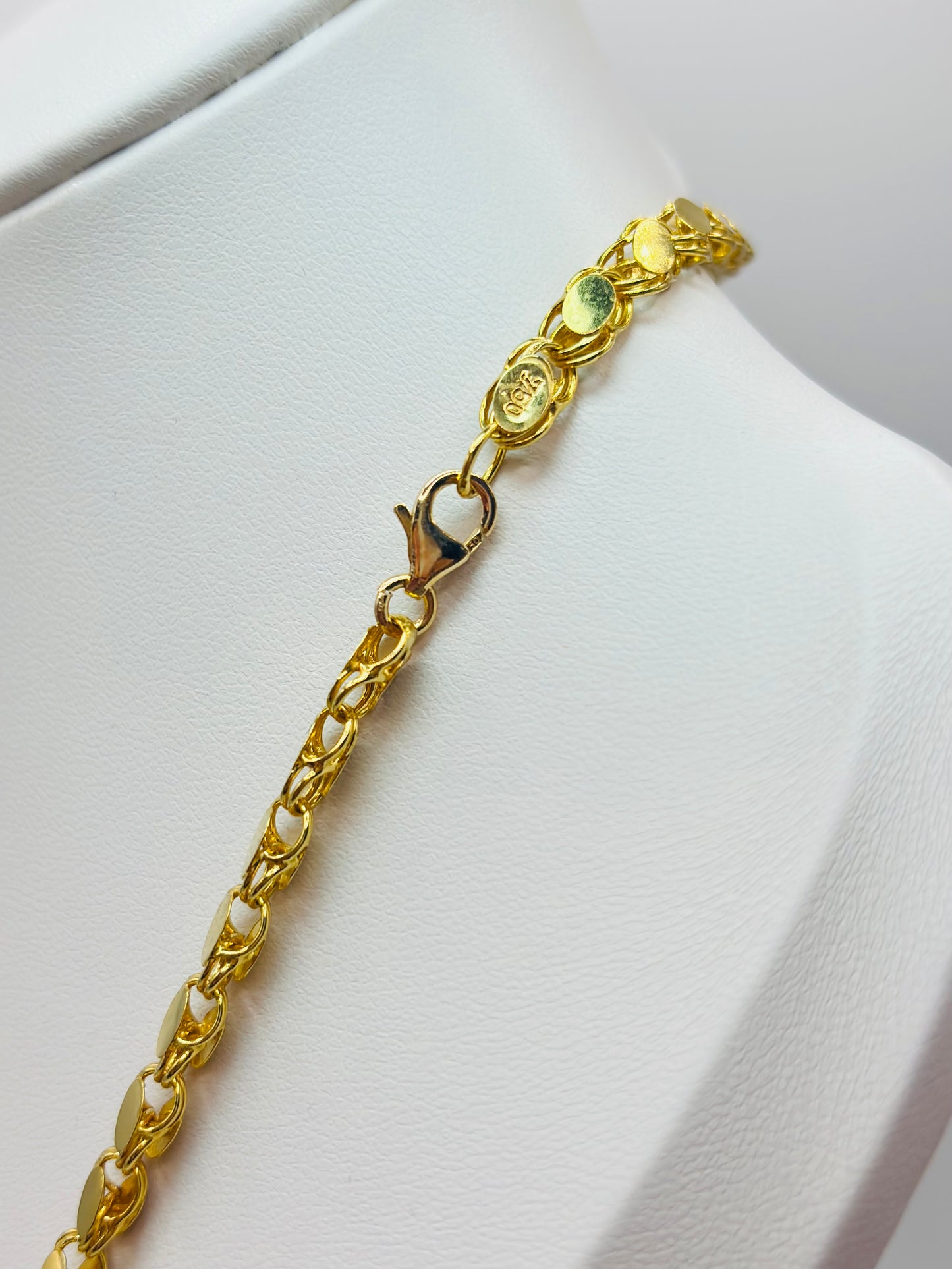 18K Gold Damascus Chain with Cross Pendant Set