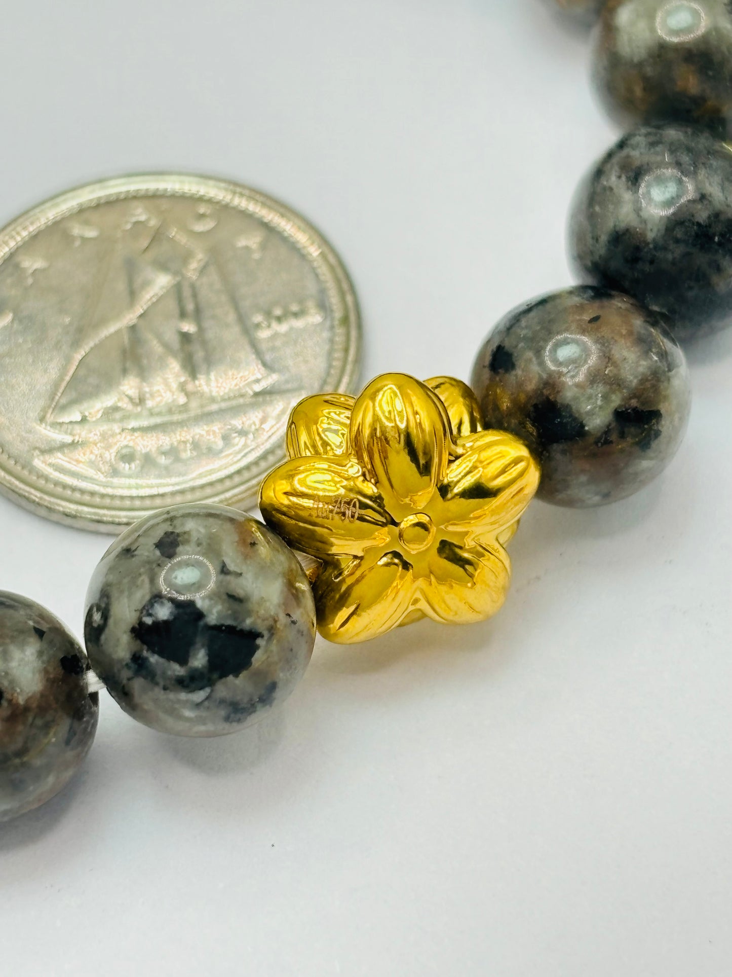 18K Gold Lucky Lotus Flower Luminous Stone ( Hollow Empty Inside) Medium Size