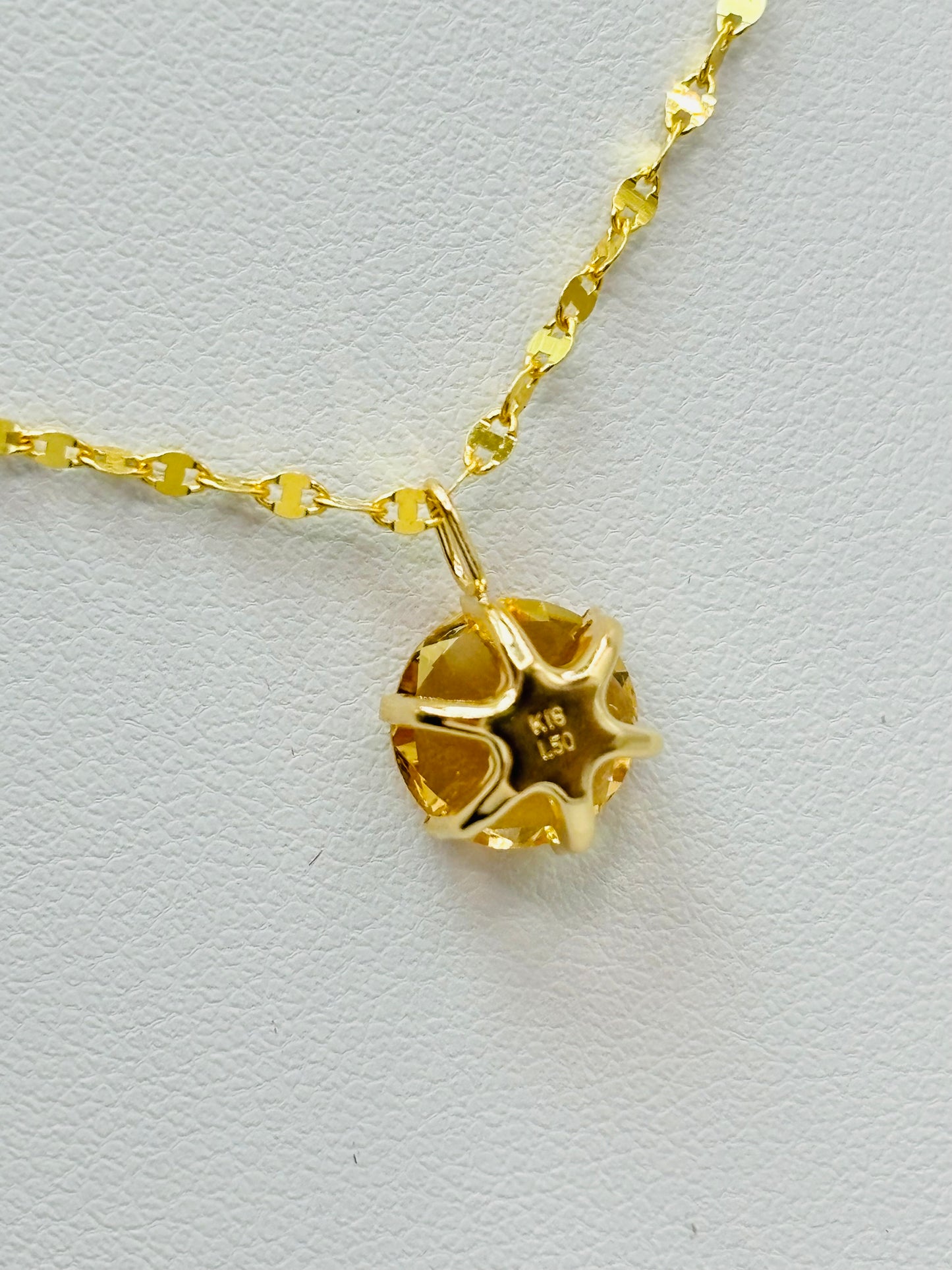 18K Gold Dancing Chain with K18 Japan Gold Natural Citrine Earrings and Pendant Set