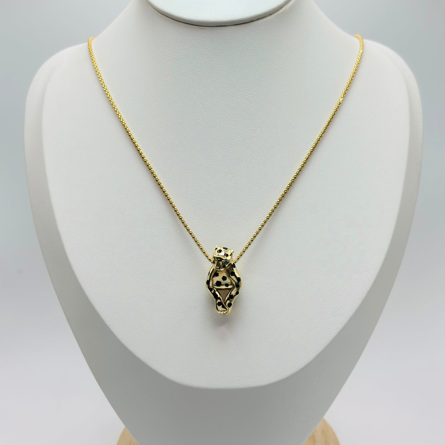 18K Gold Hanging Panther Necklace