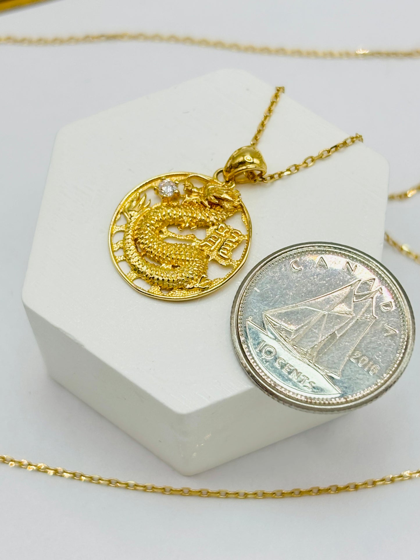 18K Gold Dragon Necklace
