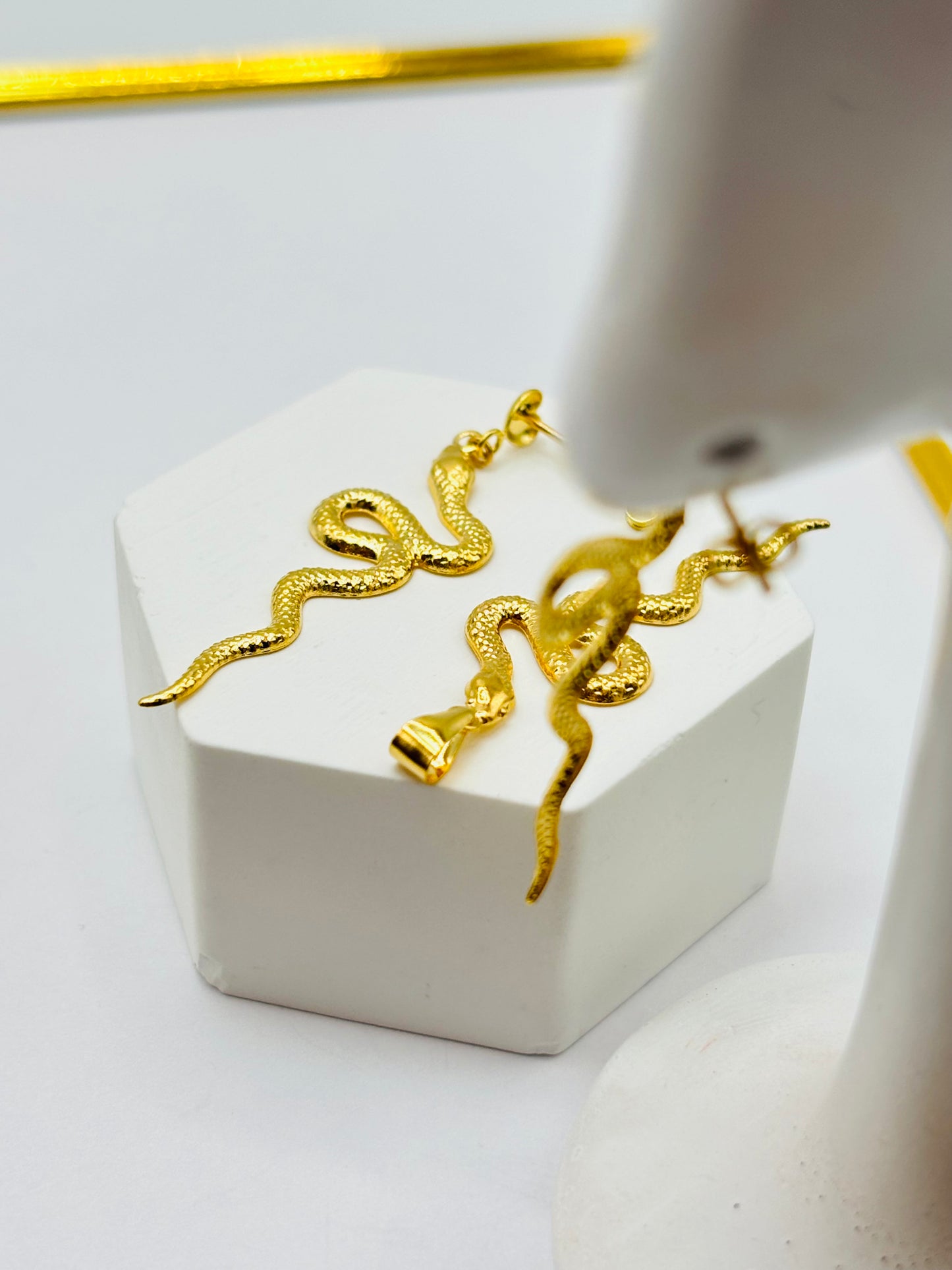 18K Gold Snake Earrings and Pendant Set
