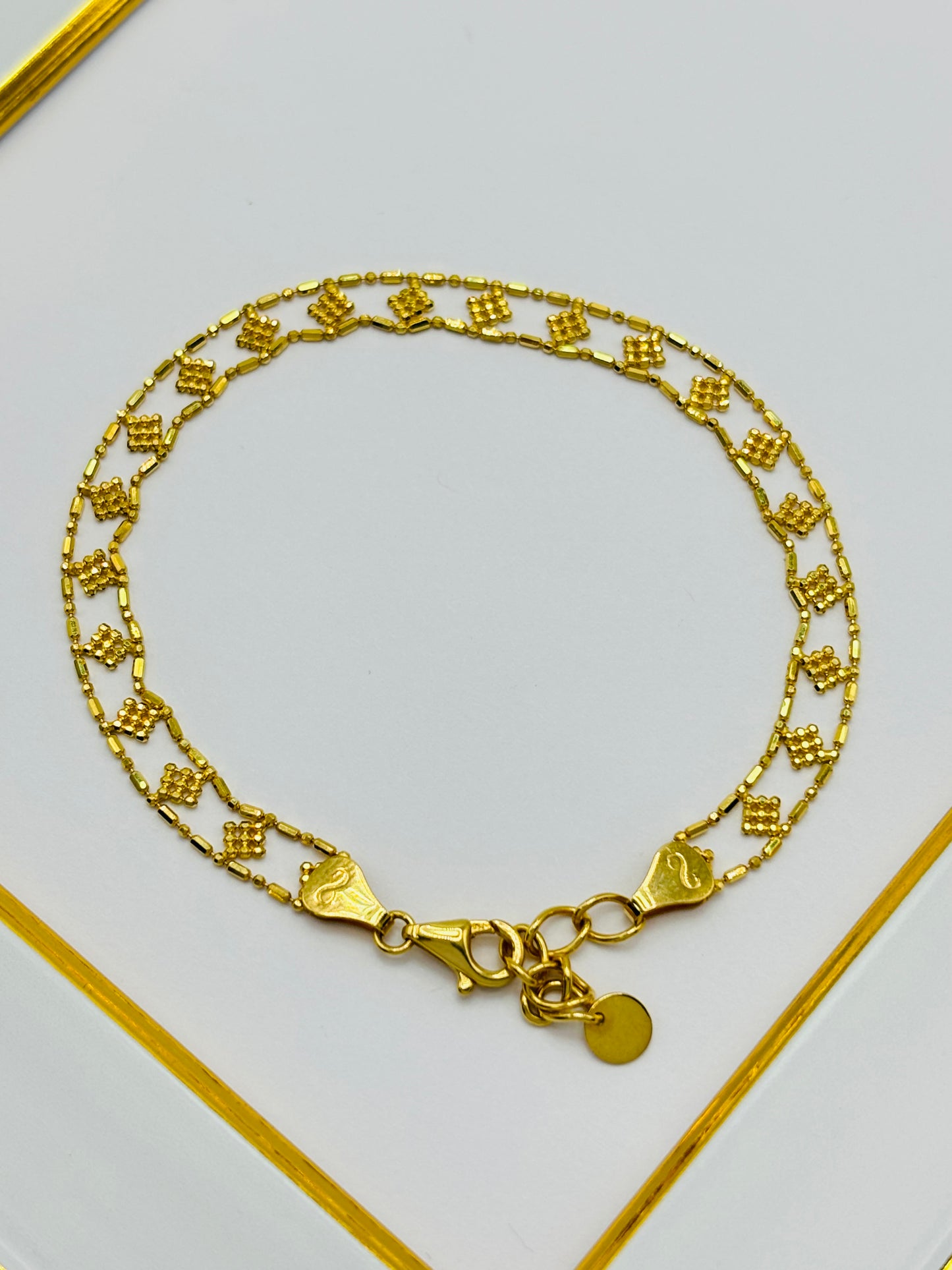 K18 Japan Gold Flat Bead Bracelet