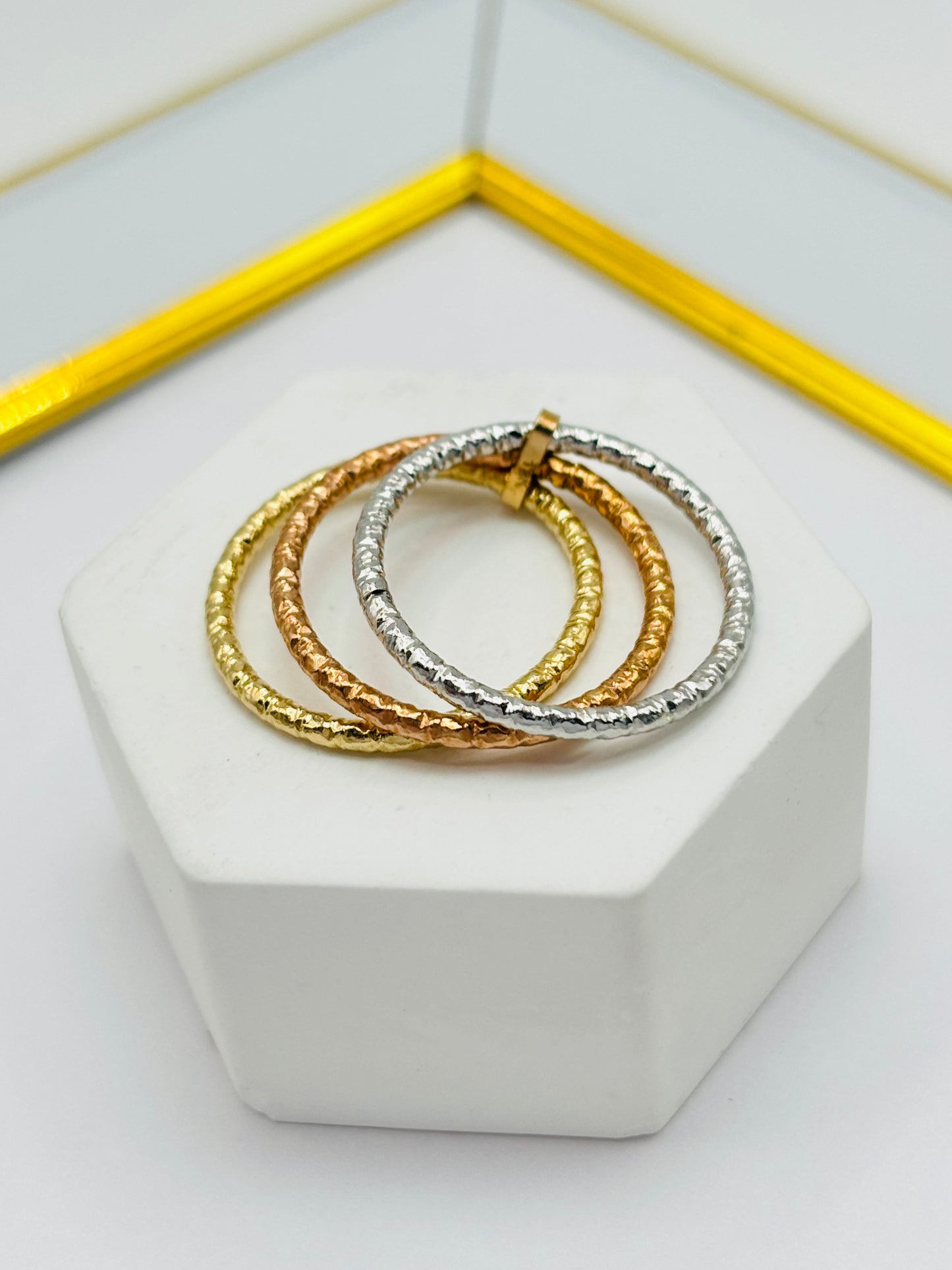 18K Gold Tri-color 3 Ring