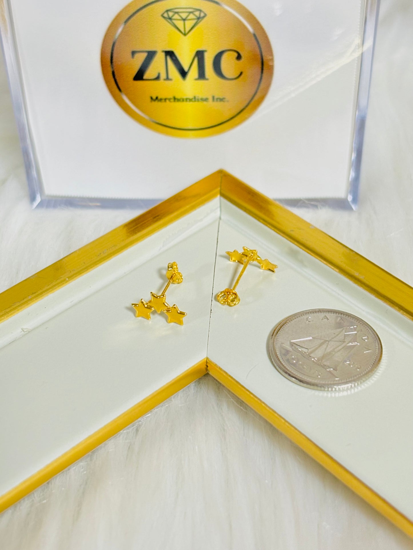 18K Gold 3 Star Earrings Earrings