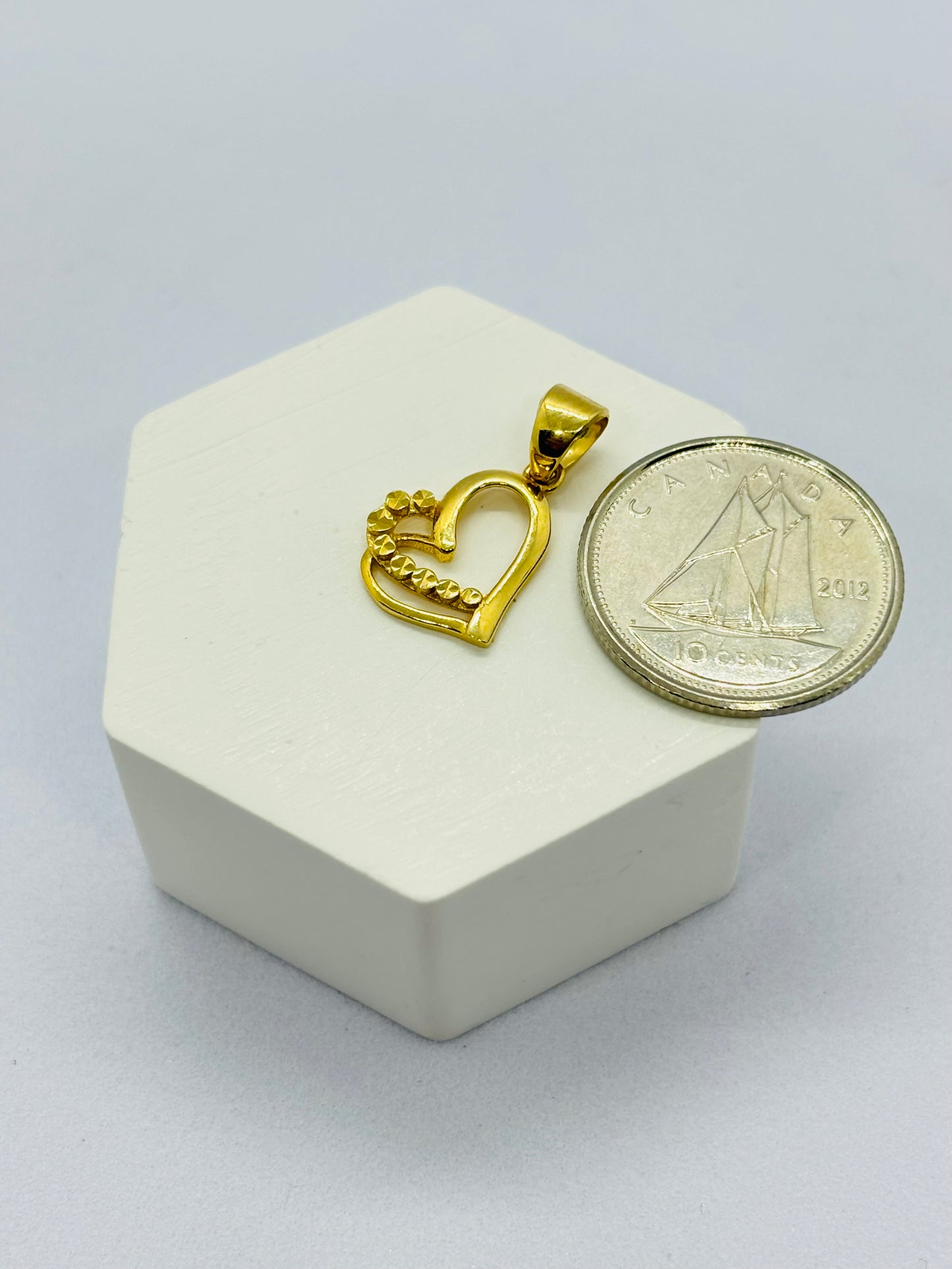 18K Gold Double Heart Pendant
