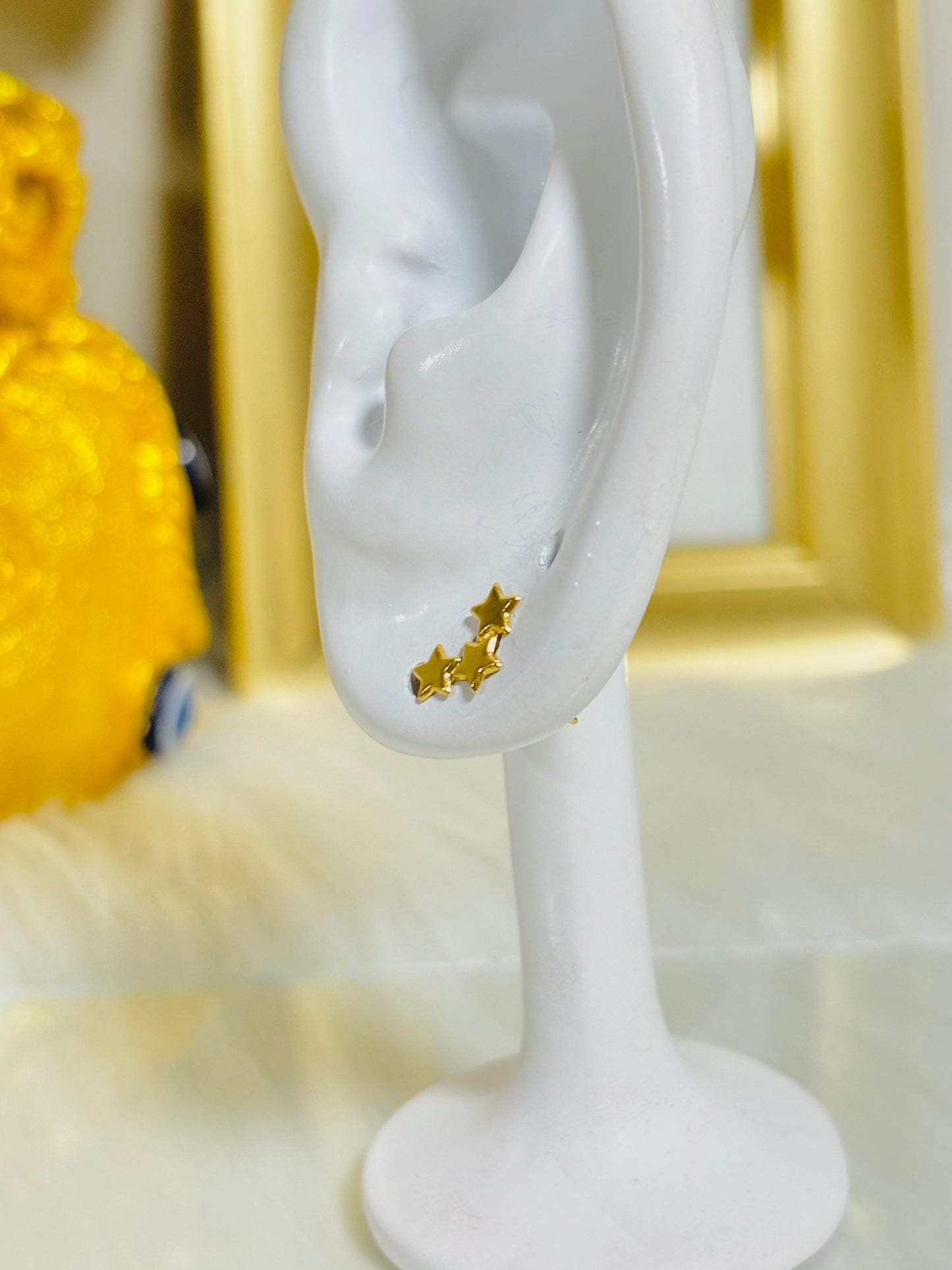 18K Gold 3 Star Earrings Earrings