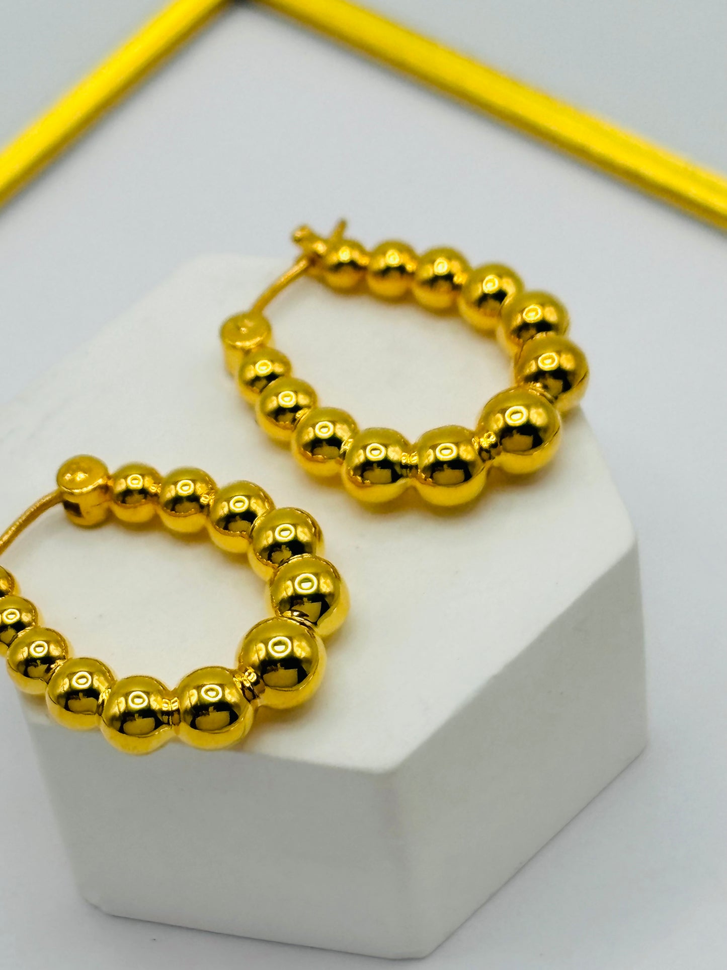 18K Gold Bubble Loop Earrings (Electroform)