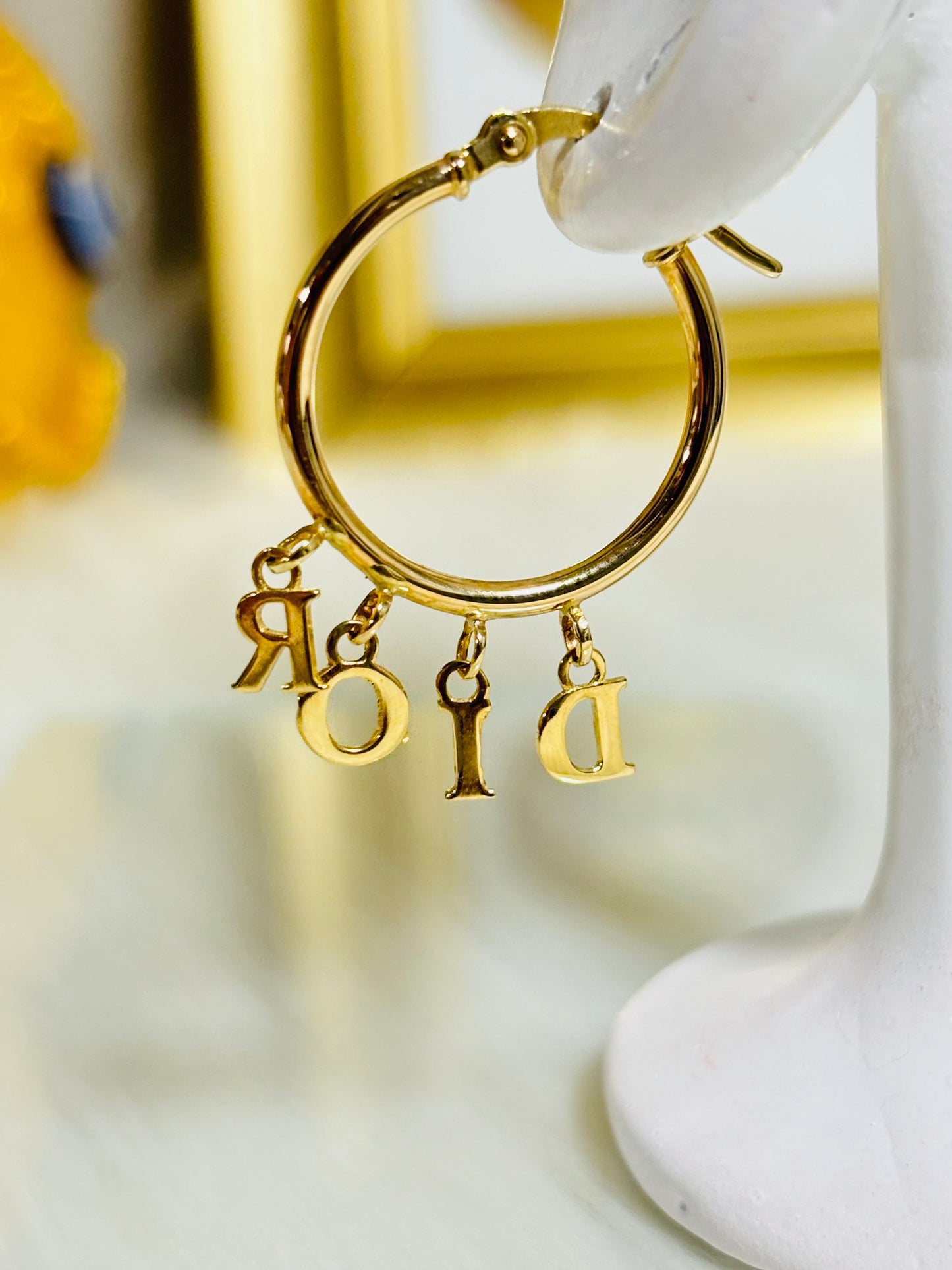 18K Gold D Loop Earrings
