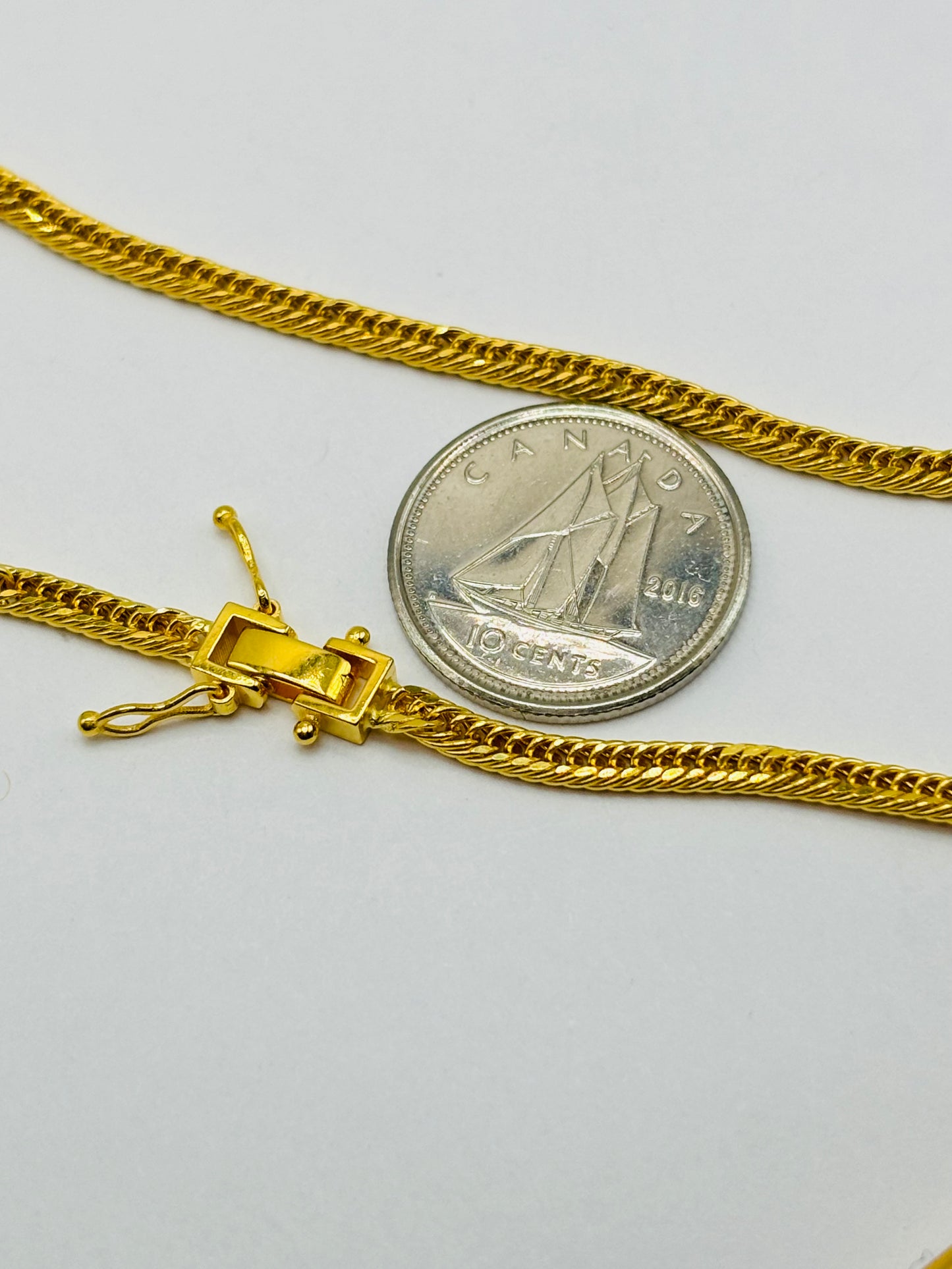 18K Gold Triple Lock Bracelet 3mm width