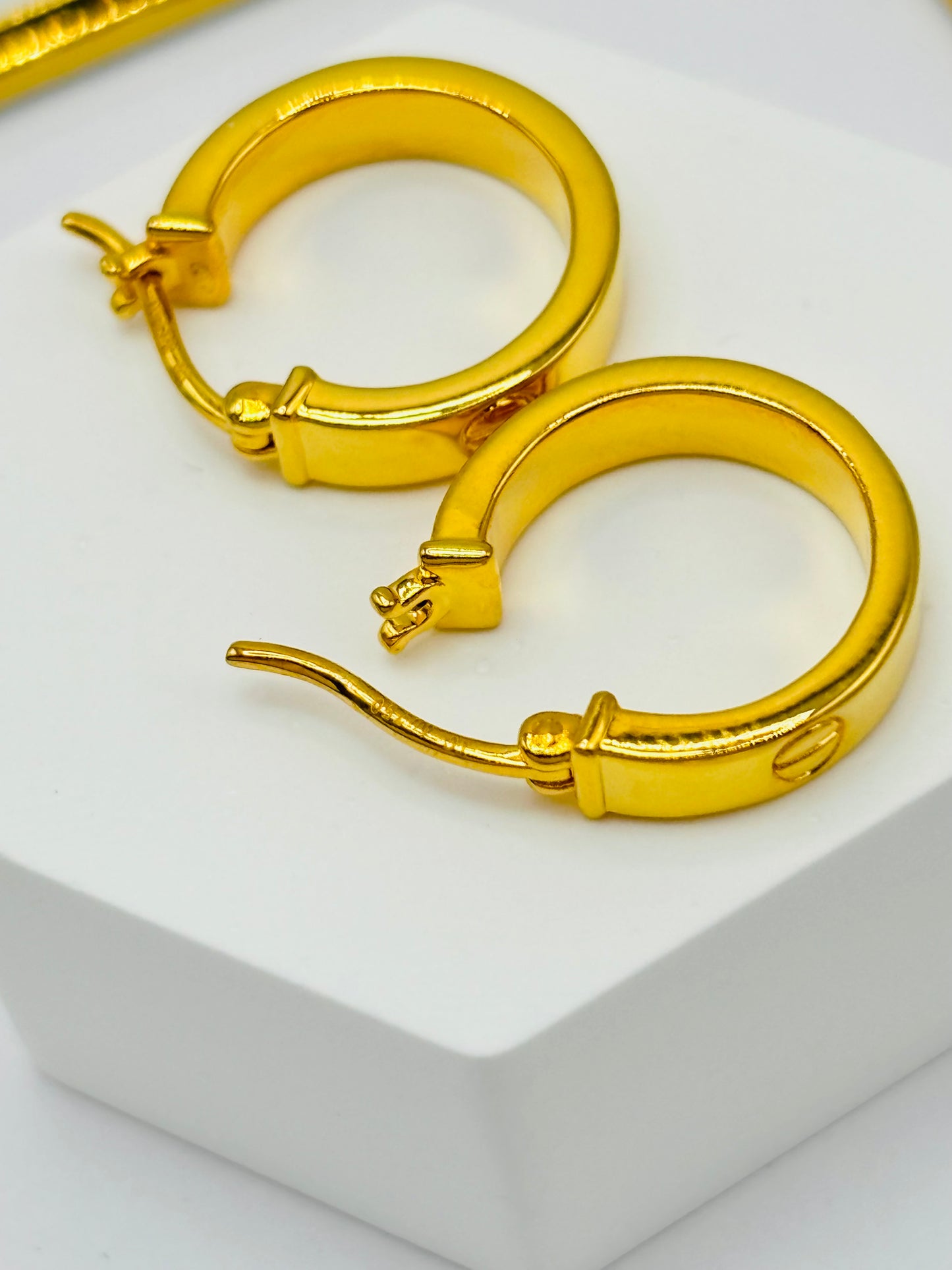 18K Gold Loop Earrings (Electroform)