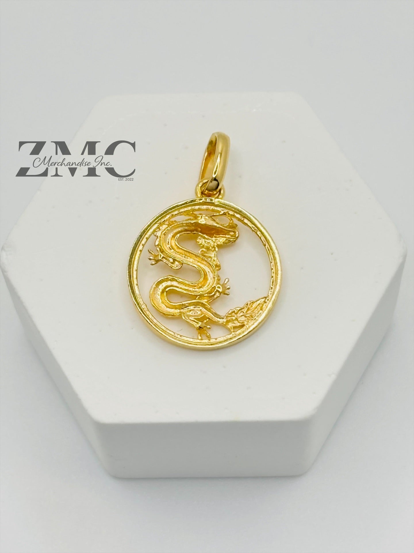 18K Gold Dragon Pendant