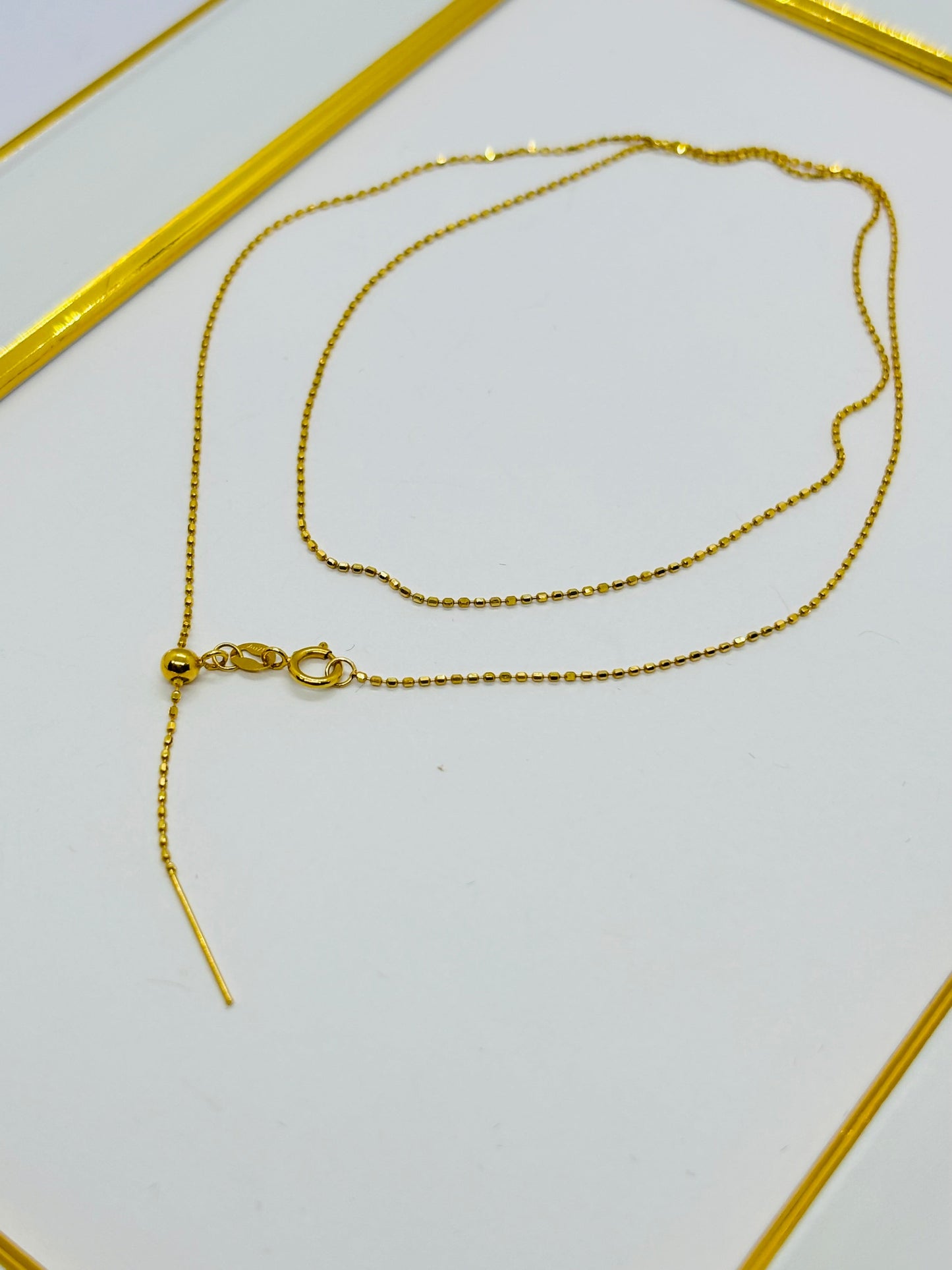 18K Gold Beaded Adjustable Chain