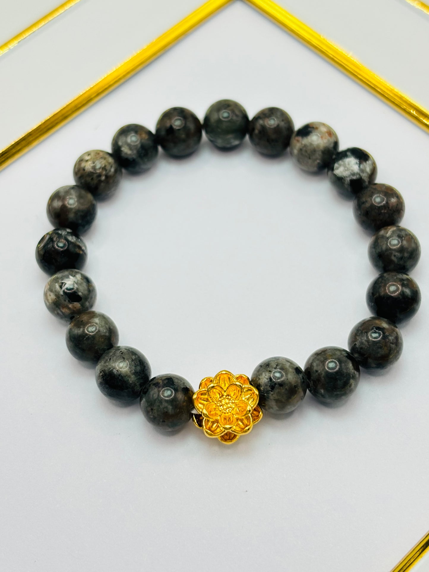 18K Gold Lucky Lotus Flower Luminous Stone ( Hollow Empty Inside) Medium Size