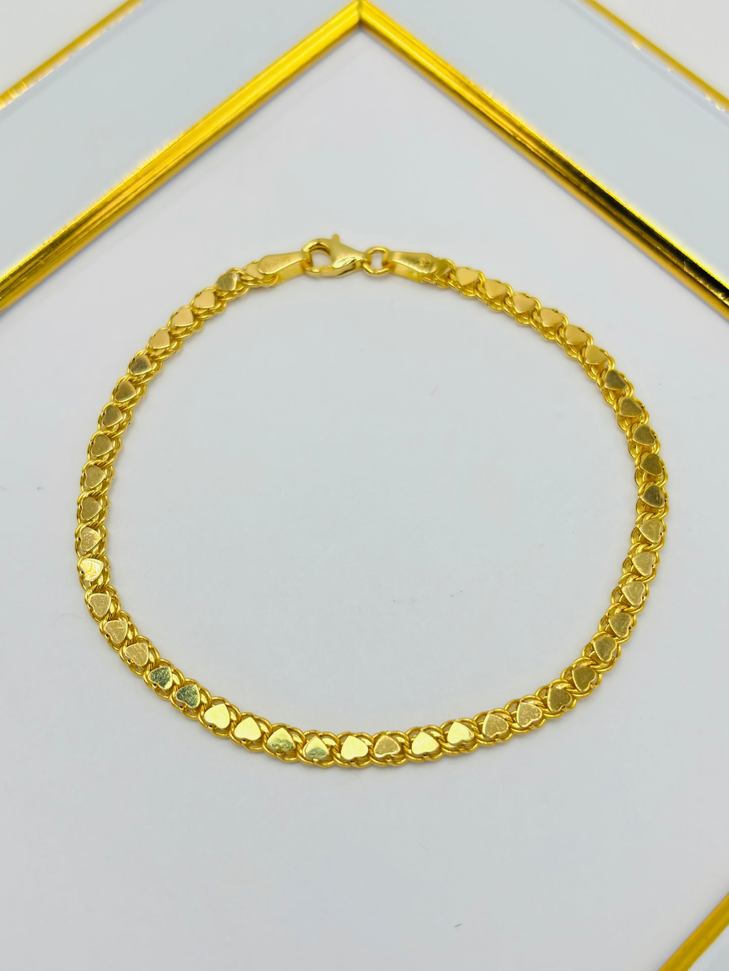 18K Gold Heart Damascus Bracelet