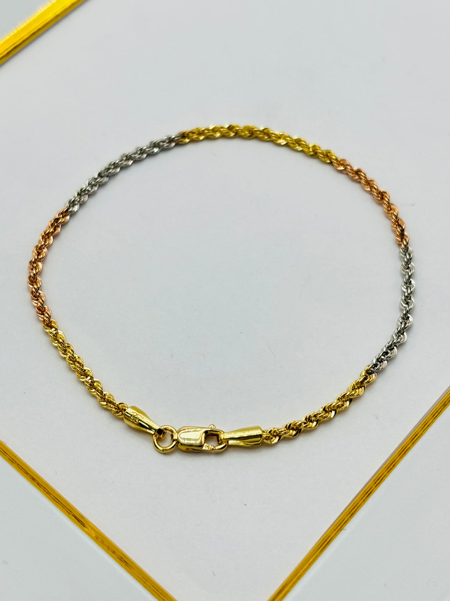 18K Gold Tri-color Rope Bracelet
