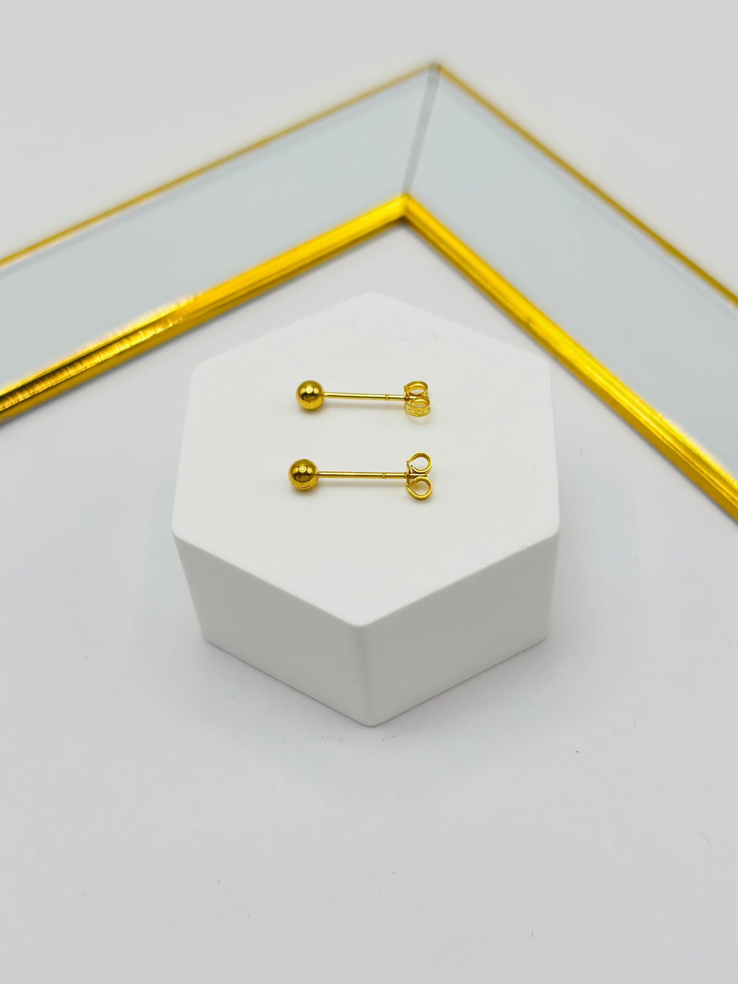 18K Gold Plain Small Ball Kids Earrings