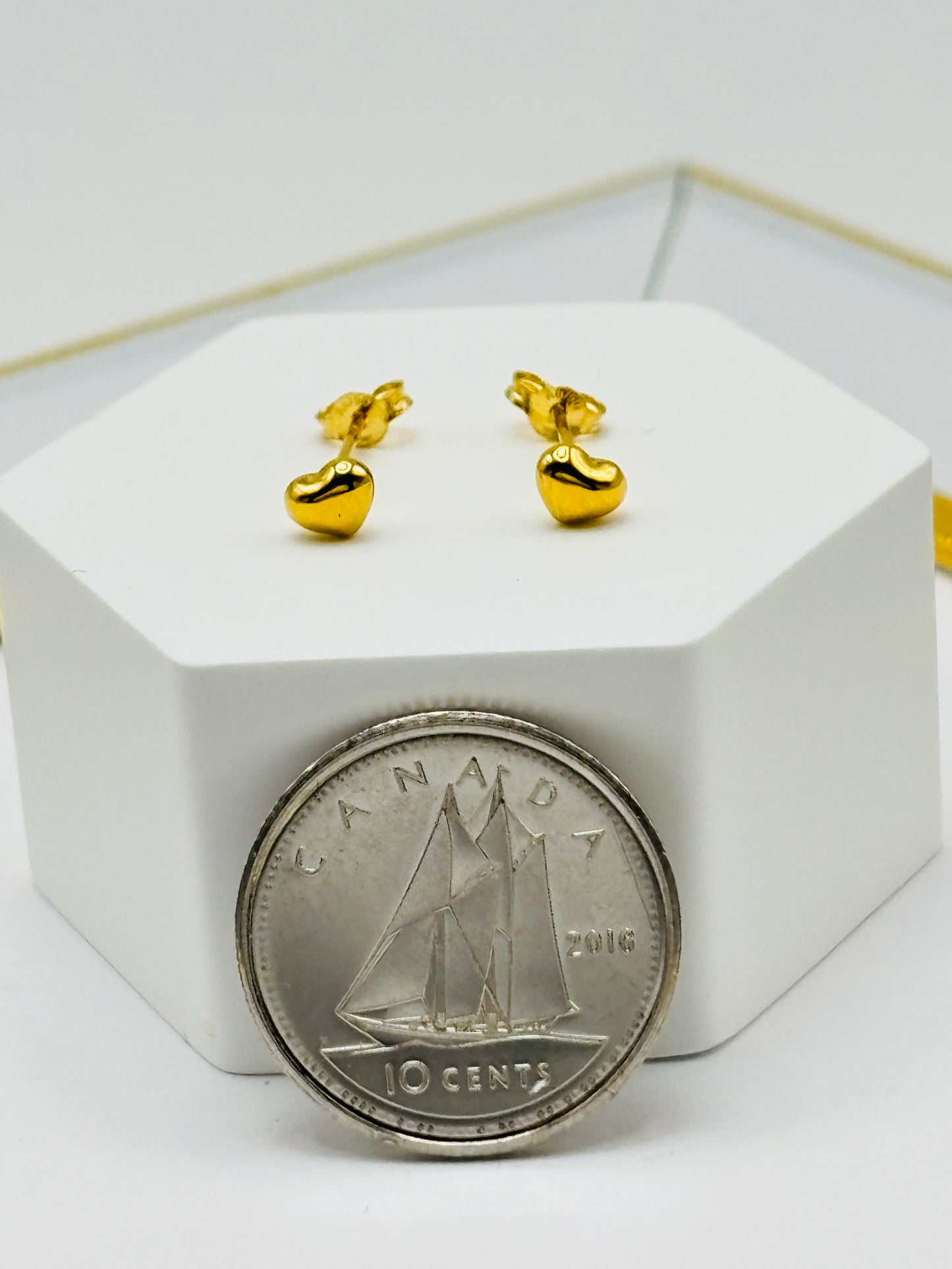 18K Gold Plain Small Heart Kids Earrings
