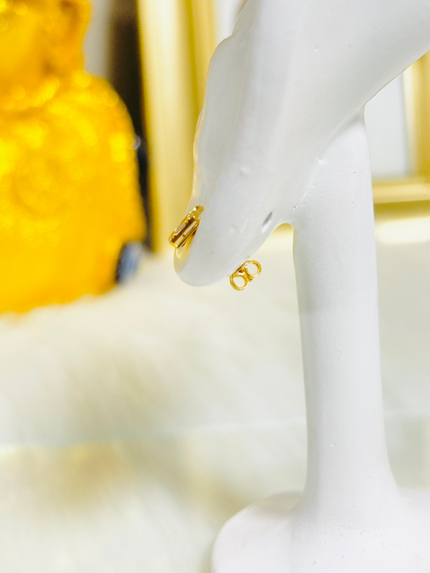 18K Gold Square Moissanite Diamond Earrings