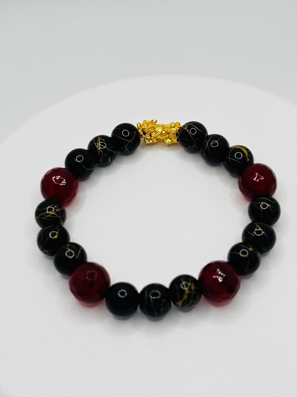 18K Gold Lucky Piyao/ Pi Xiu Red Chalcedony Bracelet ( Hollow Empty Inside) Small