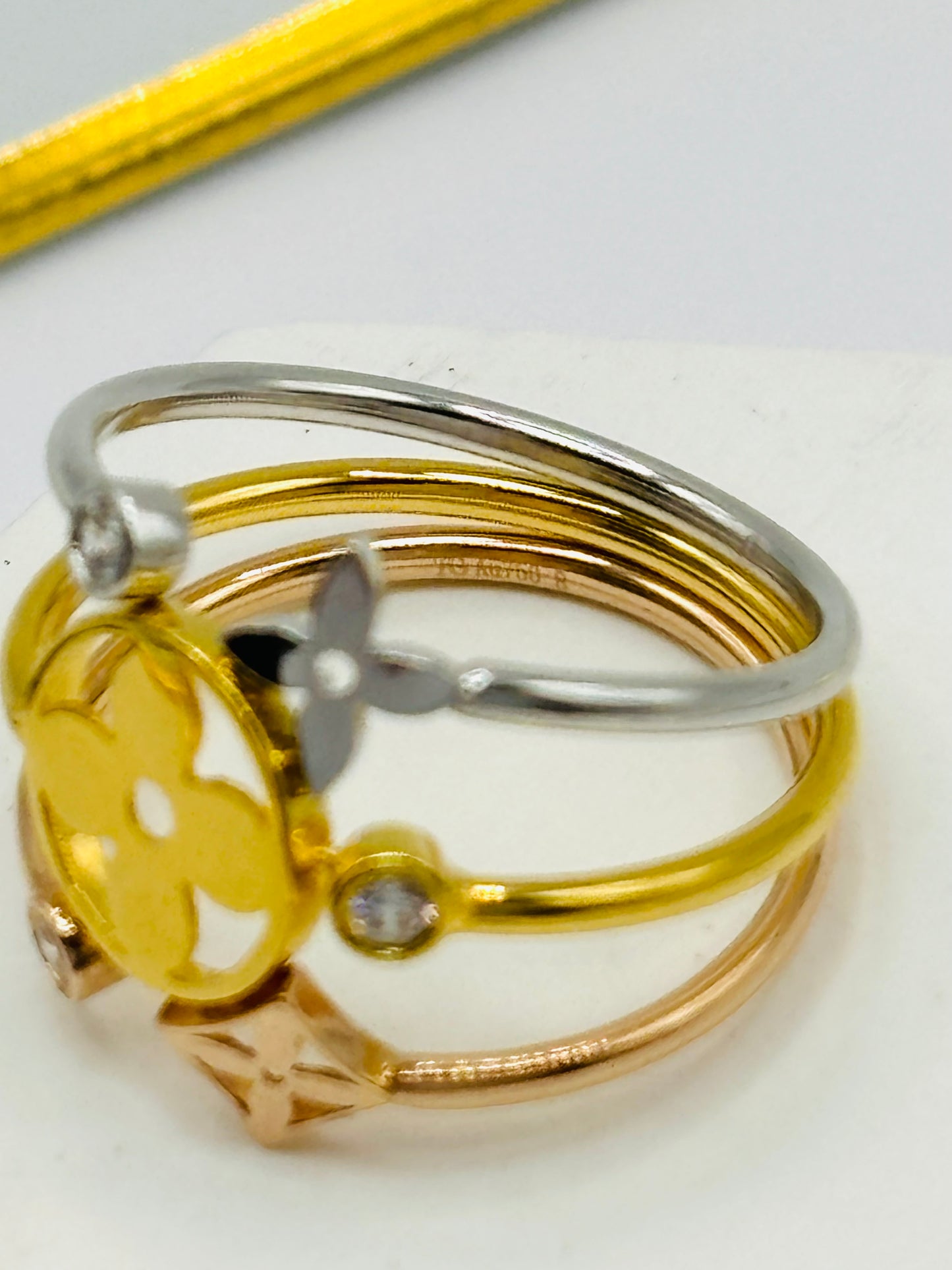 18K Gold Tri-Color Power Ring (Comfort Fit)