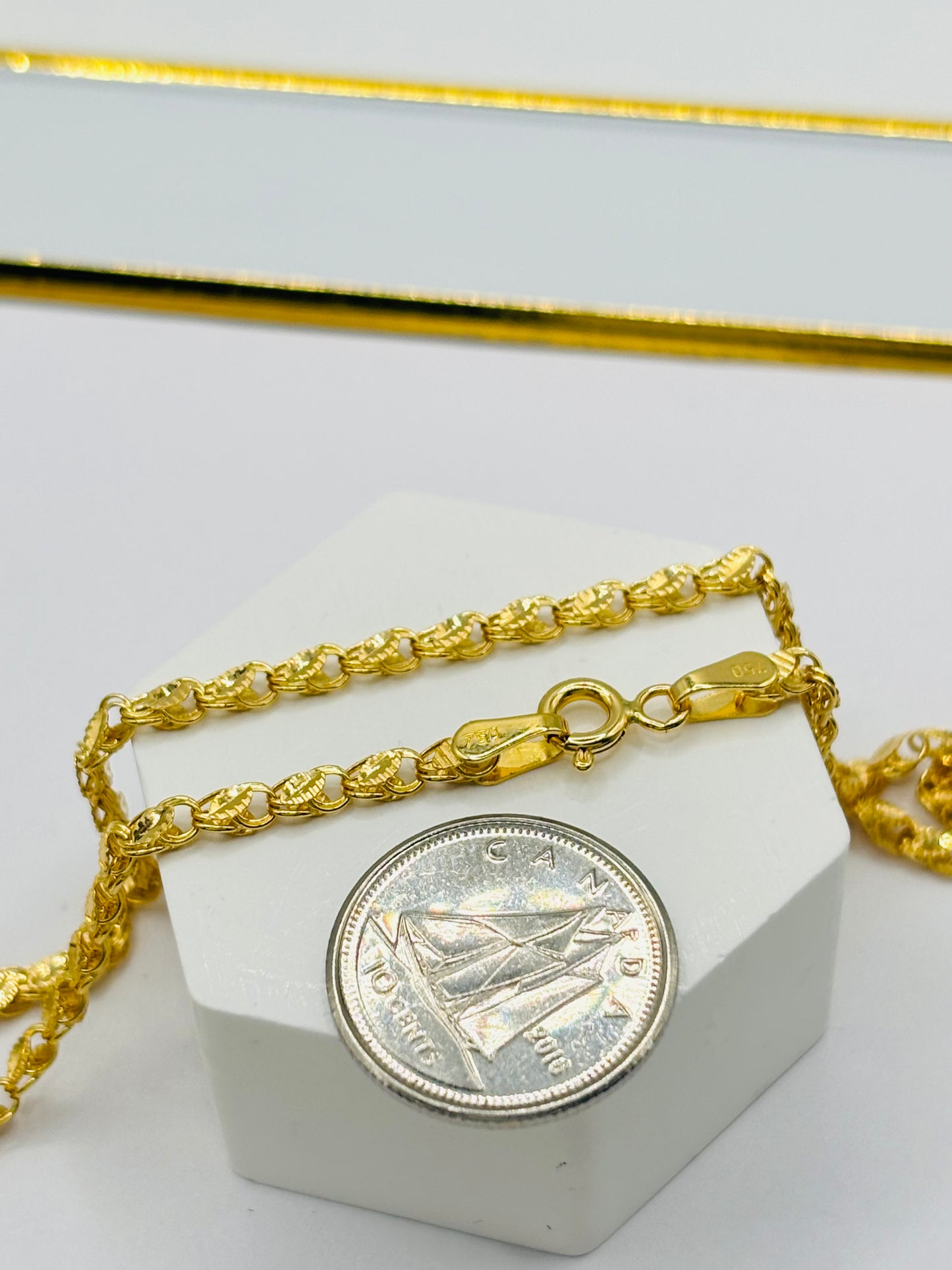 18K Gold Damascus Slim Chain