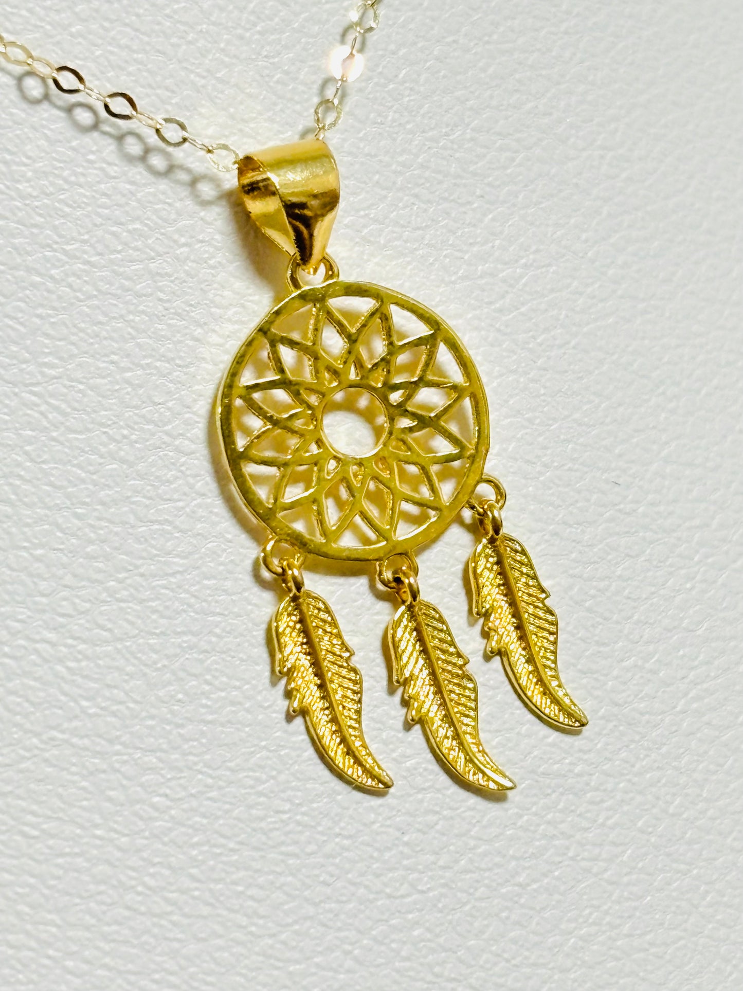 18K Gold dream Catcher Earrings and Pendant Set