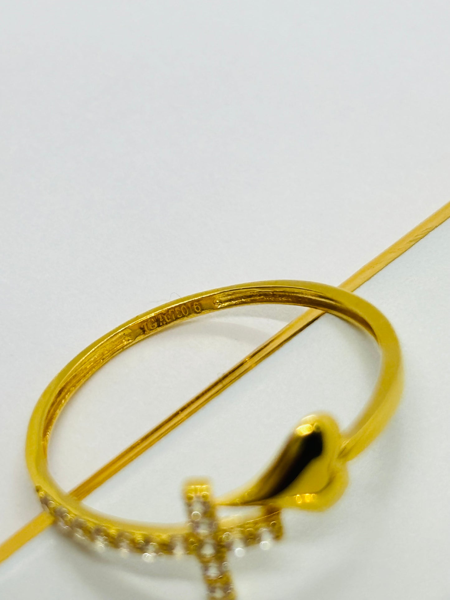 18K Gold Heart and Cross Ring
