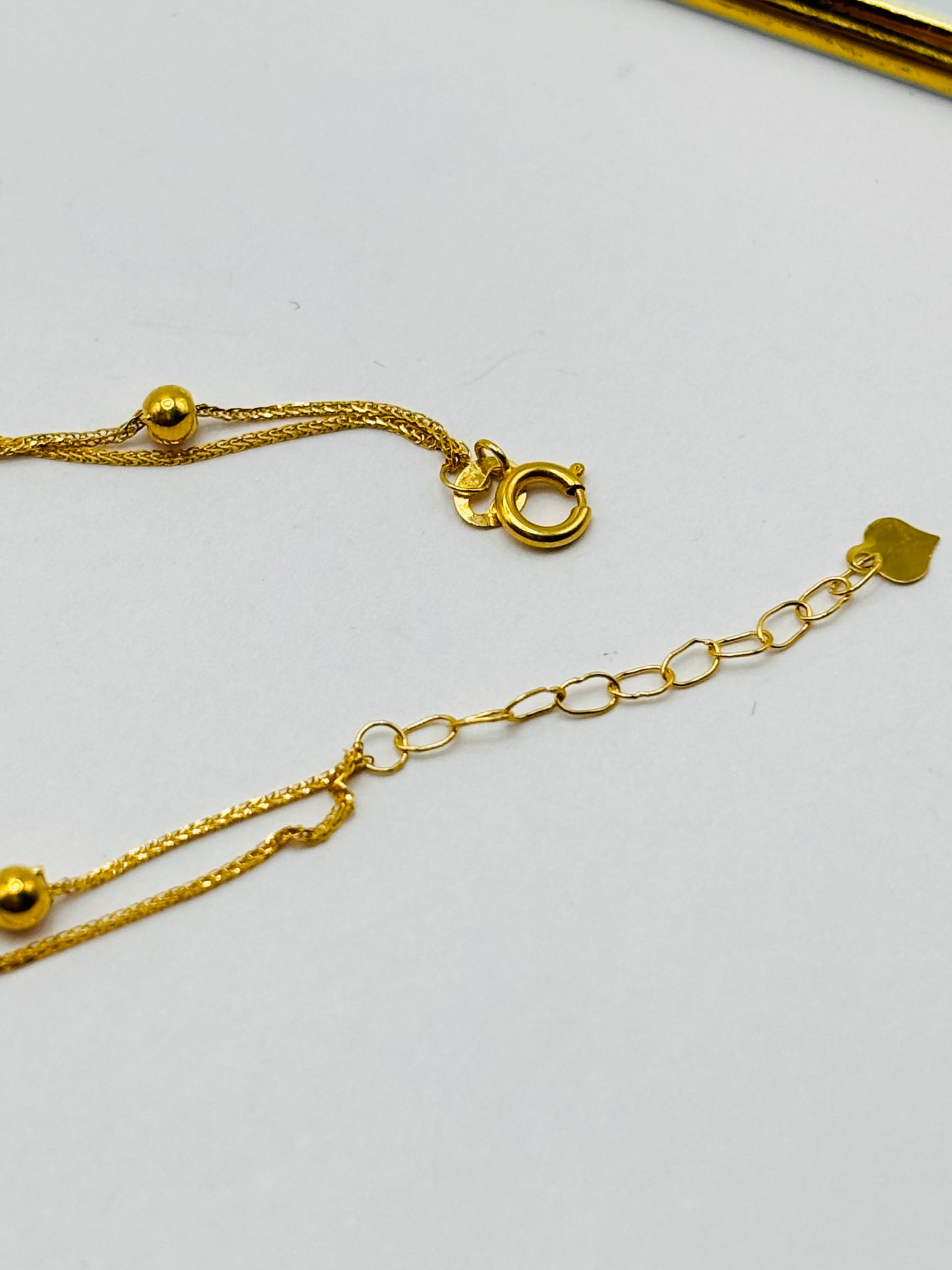 18K gold Double Bracelet with Heart Charm Bracelet